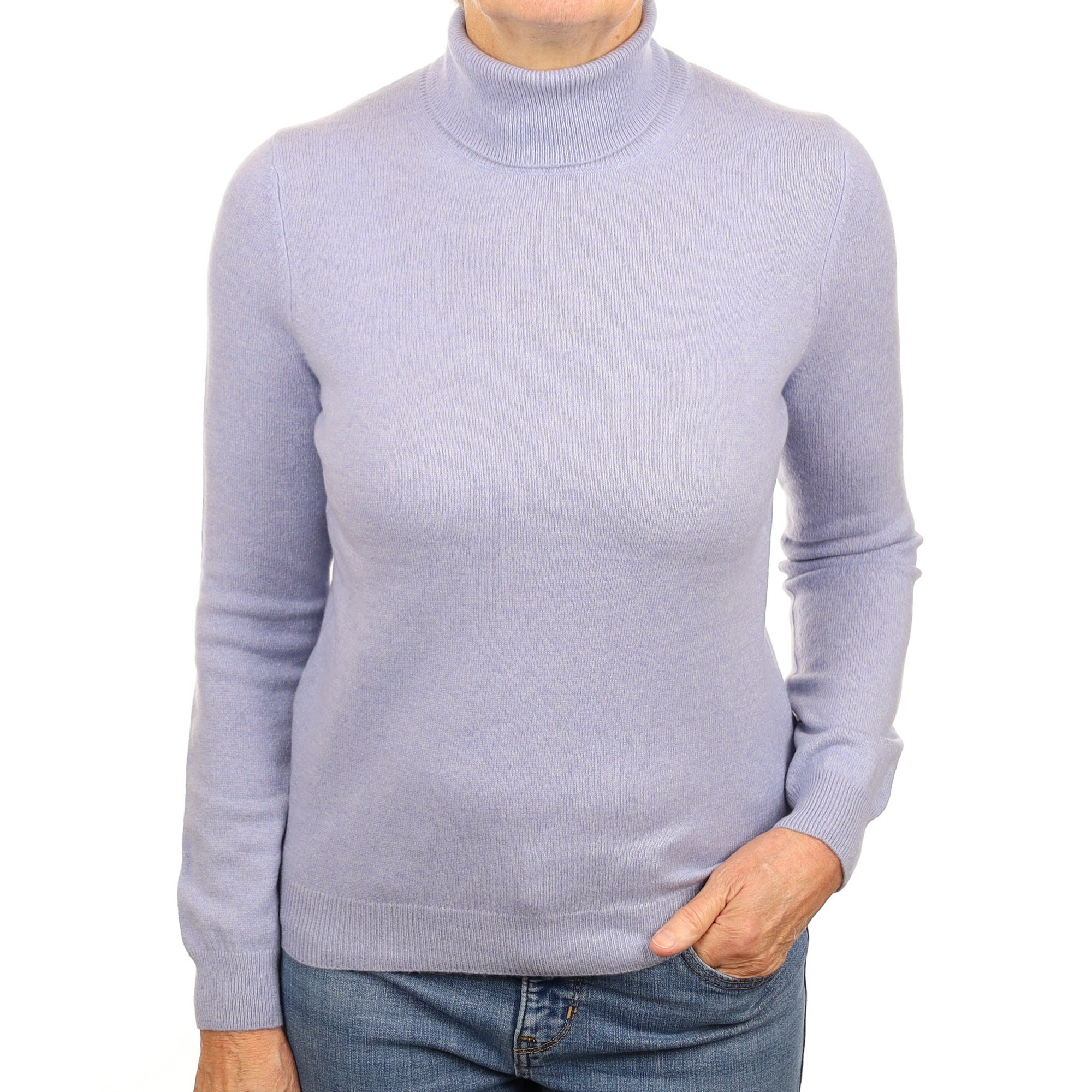 Sky Blue Cashmere Polo Neck Jumper Medium