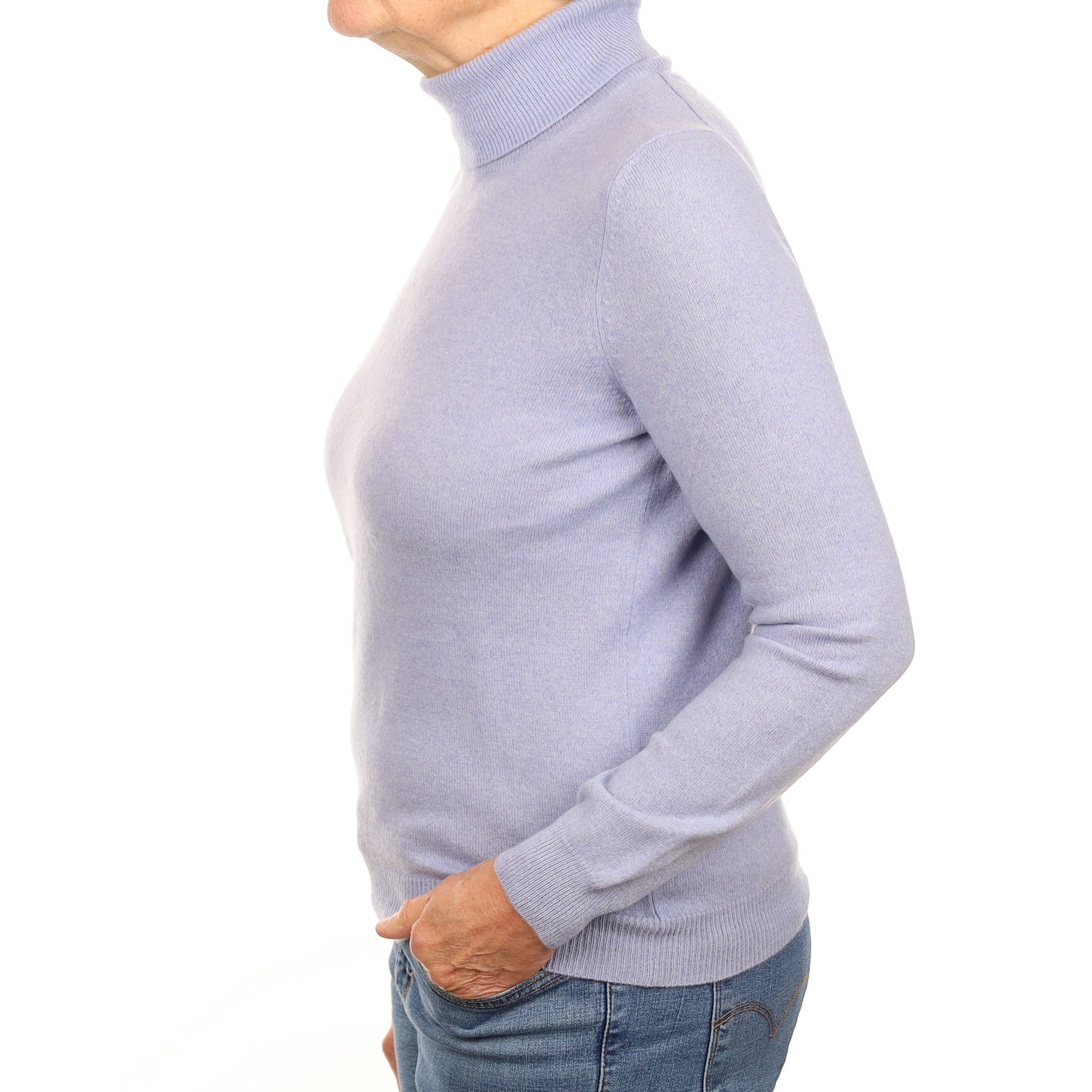 Sky Blue Cashmere Polo Neck Jumper Medium