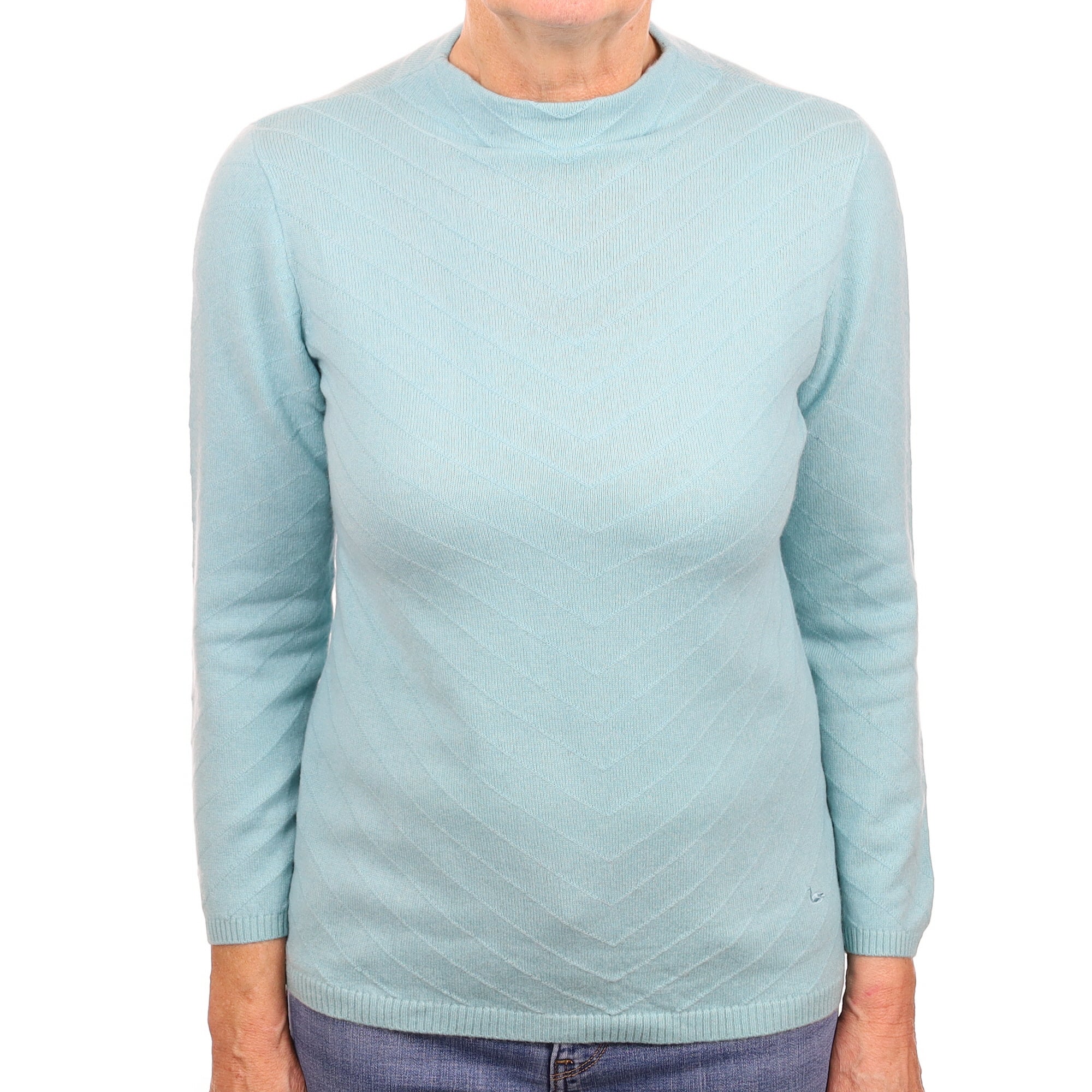 Mint Blue Cashmere Turtle Neck Jumper Medium