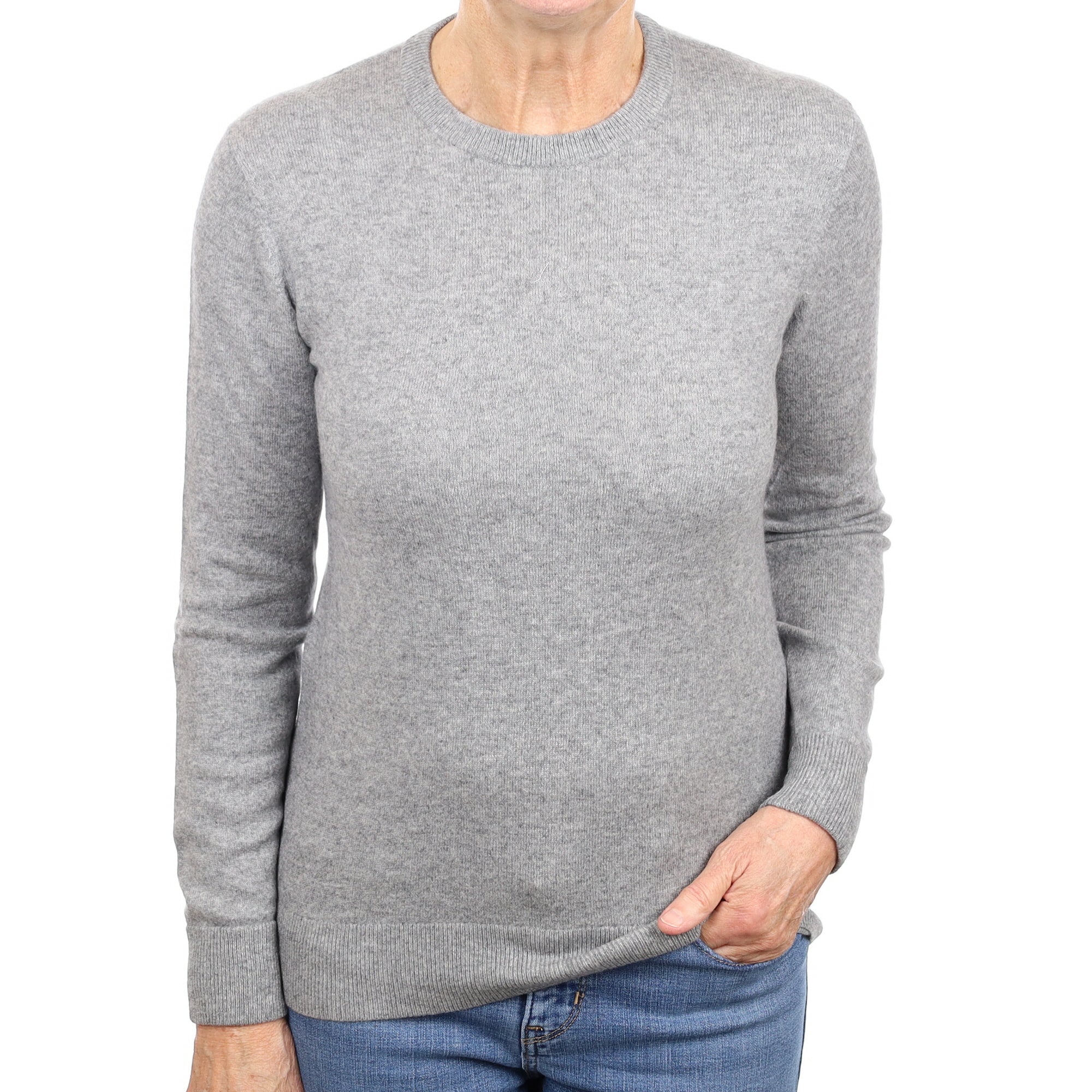 Ash Grey Cashmere Crew Neck Jumper Medium