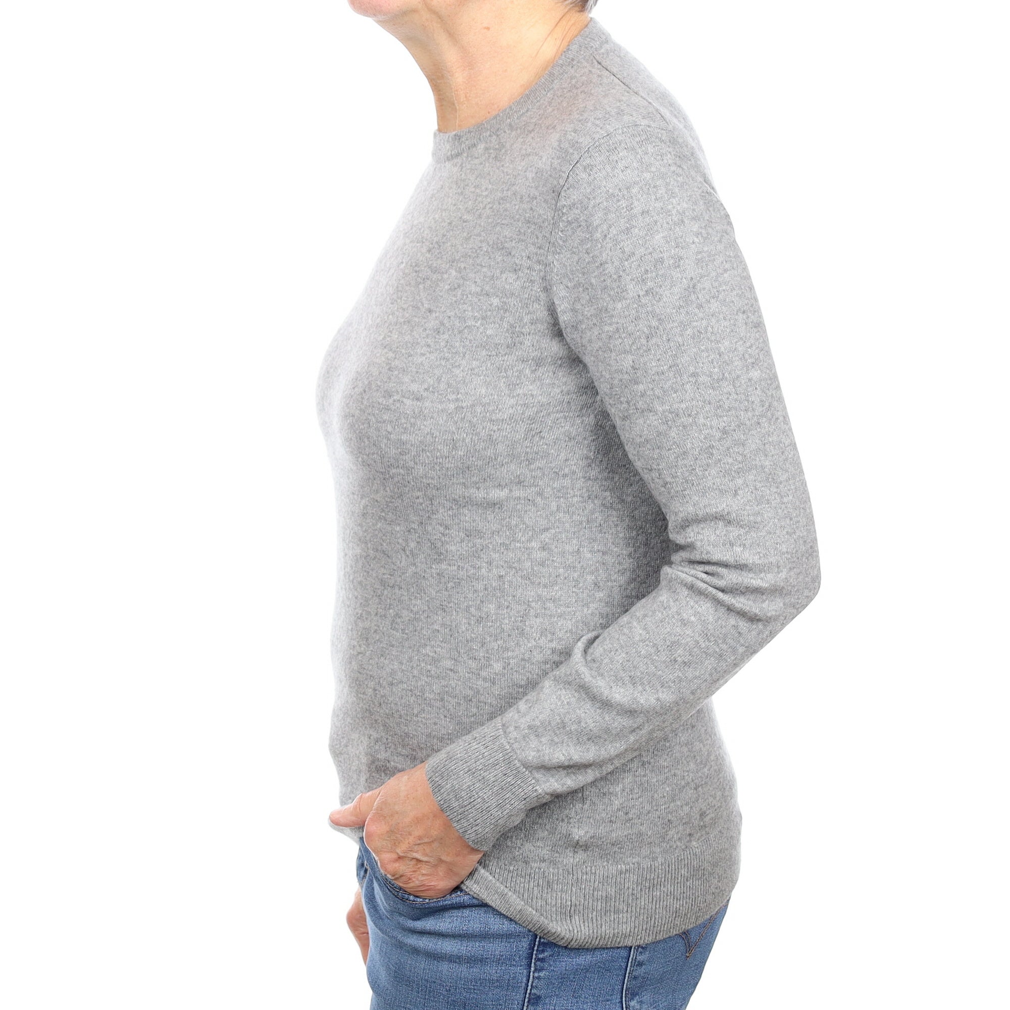 Ash Grey Cashmere Crew Neck Jumper Medium