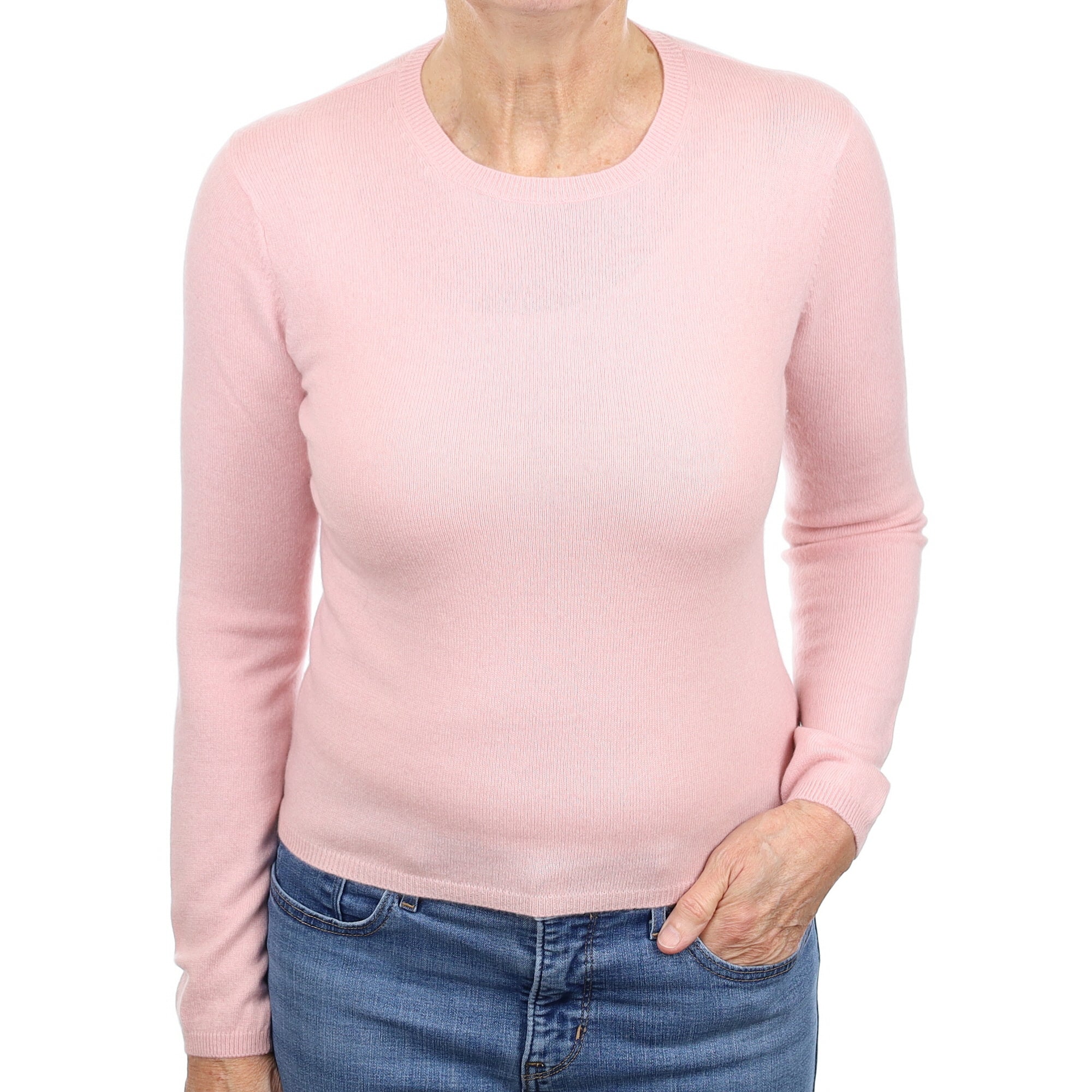 Shell Pink Cashmere Crew Neck Jumper Medium