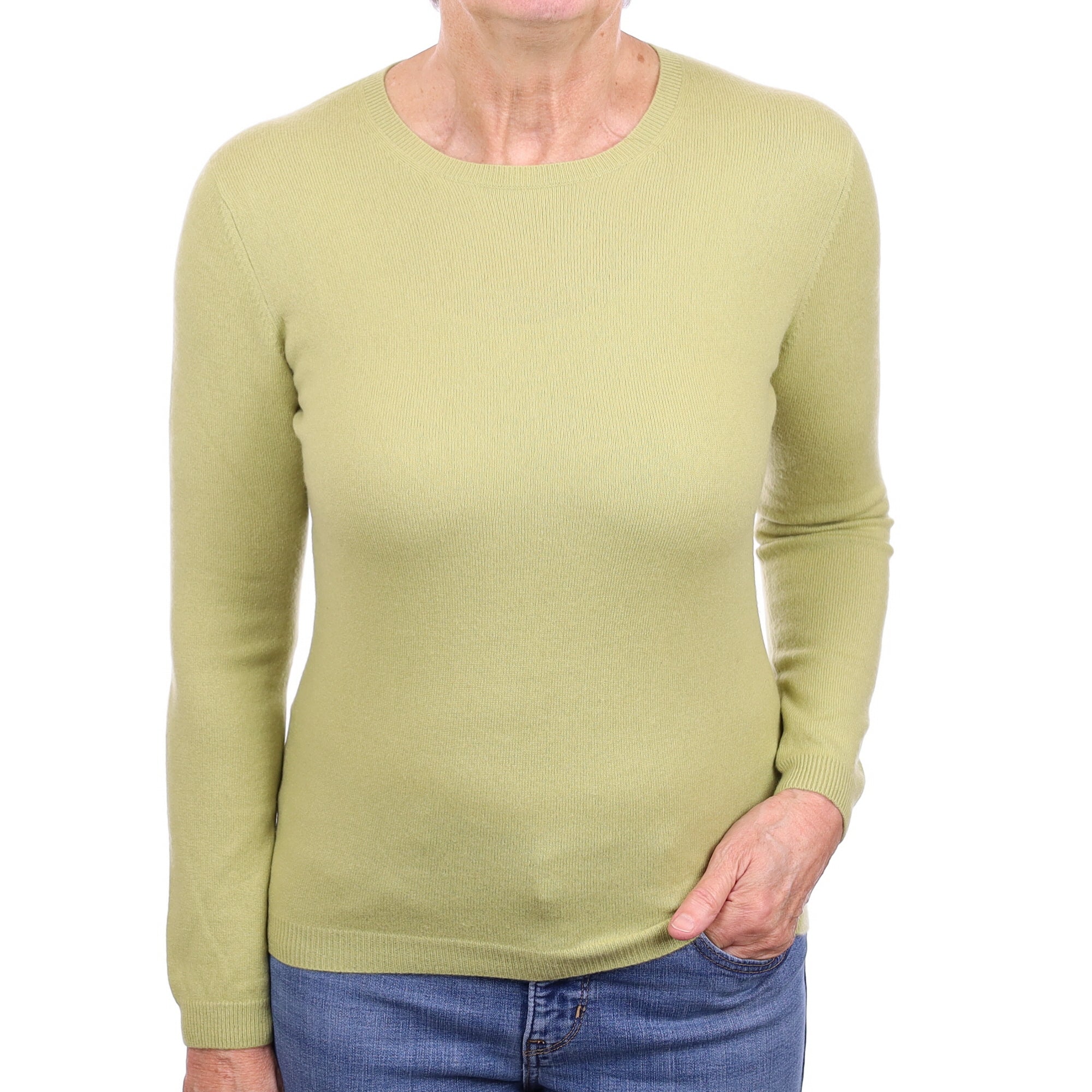 Pistachio Green Cashmere Crew Neck Jumper Medium