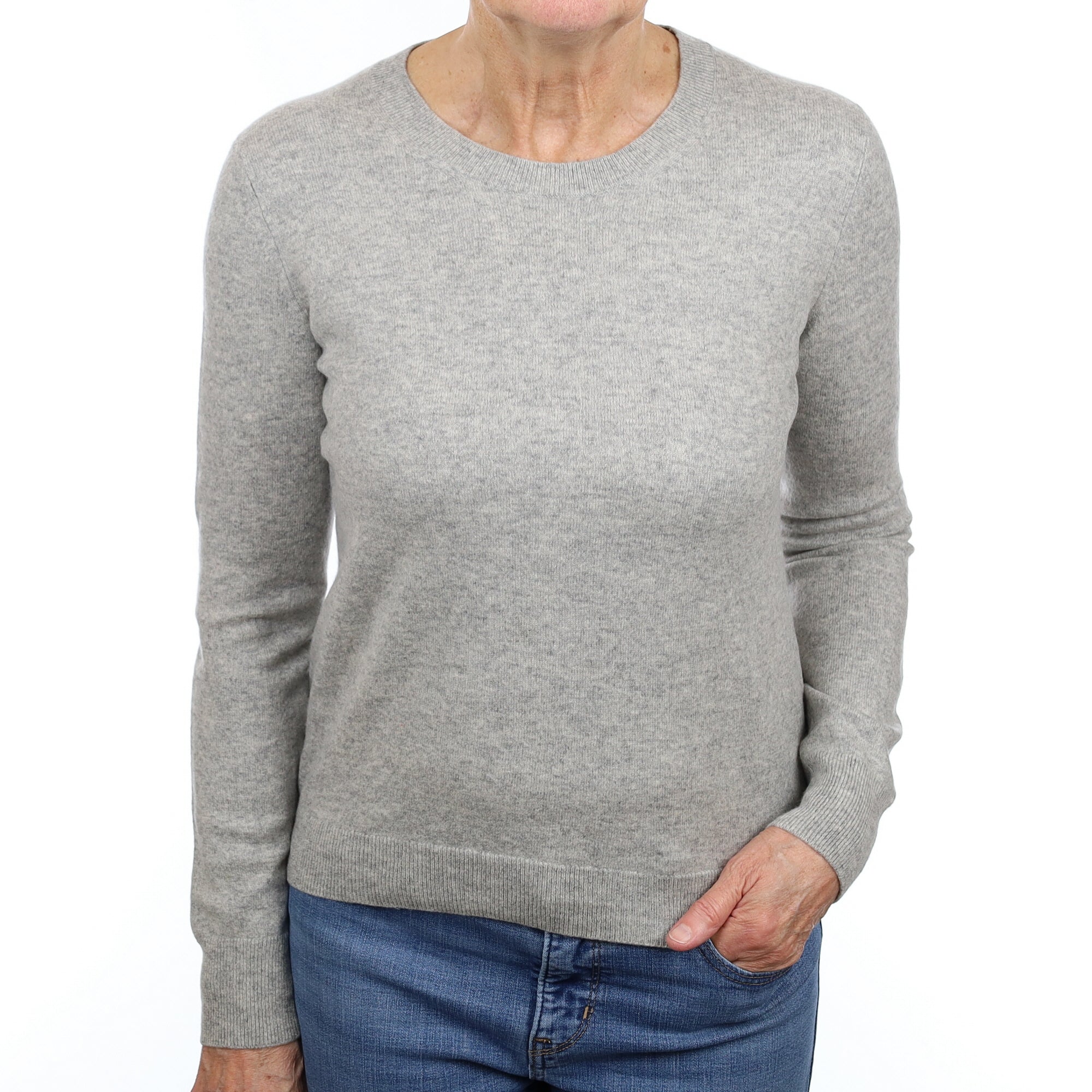 Smoke Grey Cashmere Crew Neck Jumper Medium
