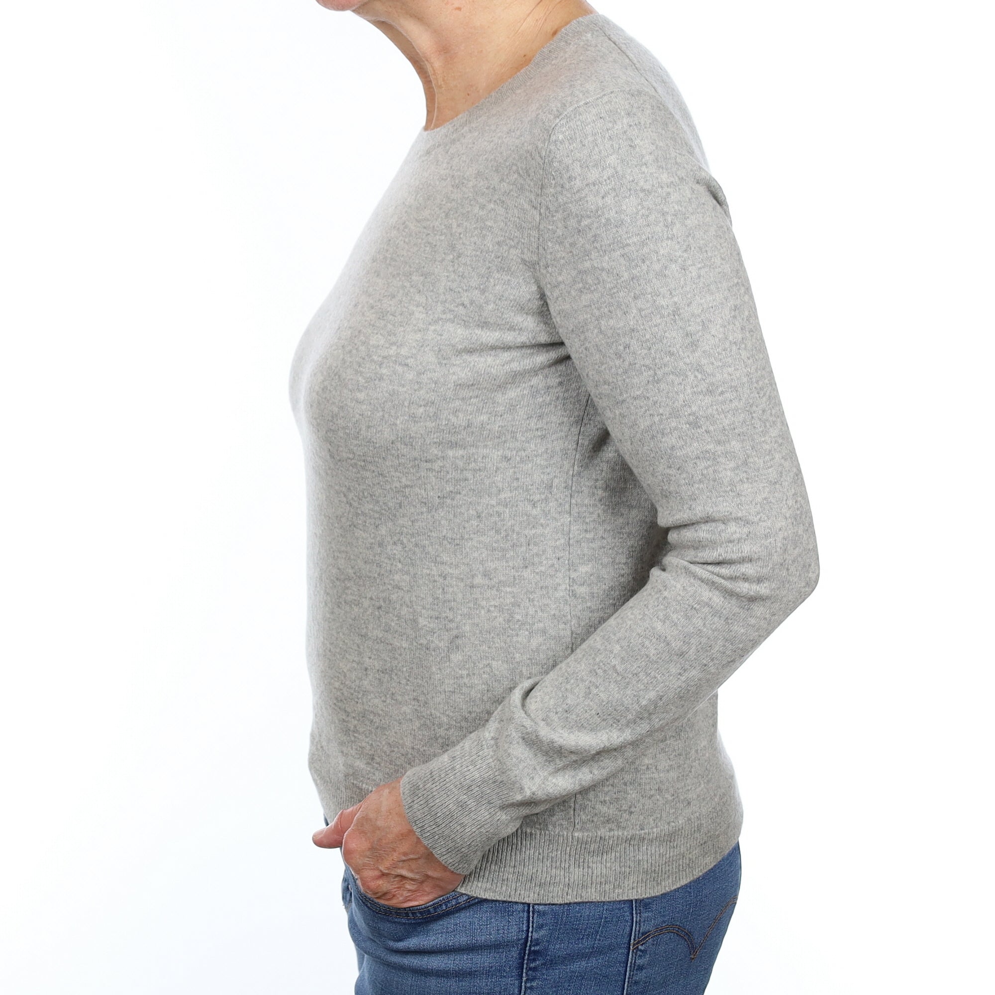 Smoke Grey Cashmere Crew Neck Jumper Medium