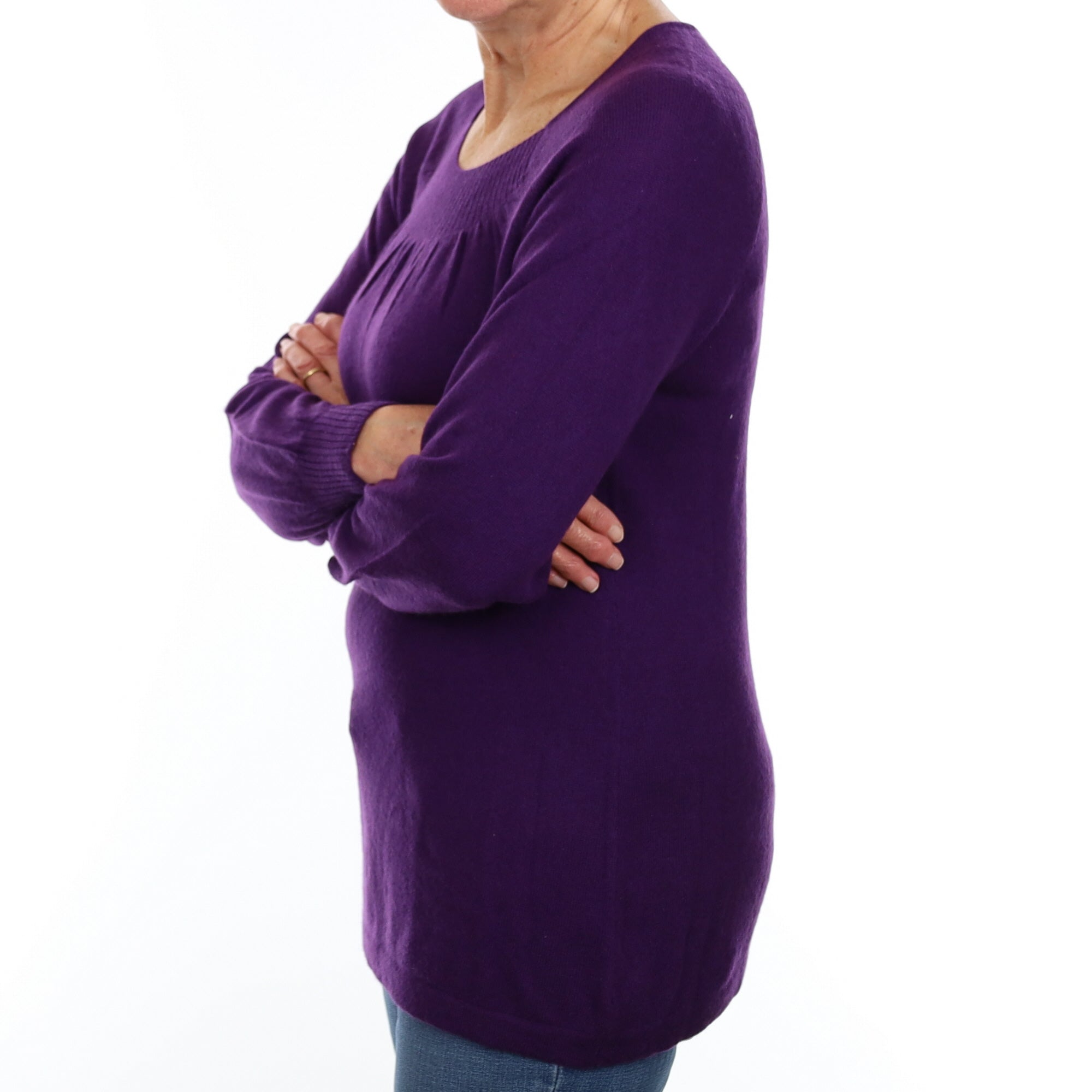 Iris Purple Cashmere Scoop Neck Tunic Medium