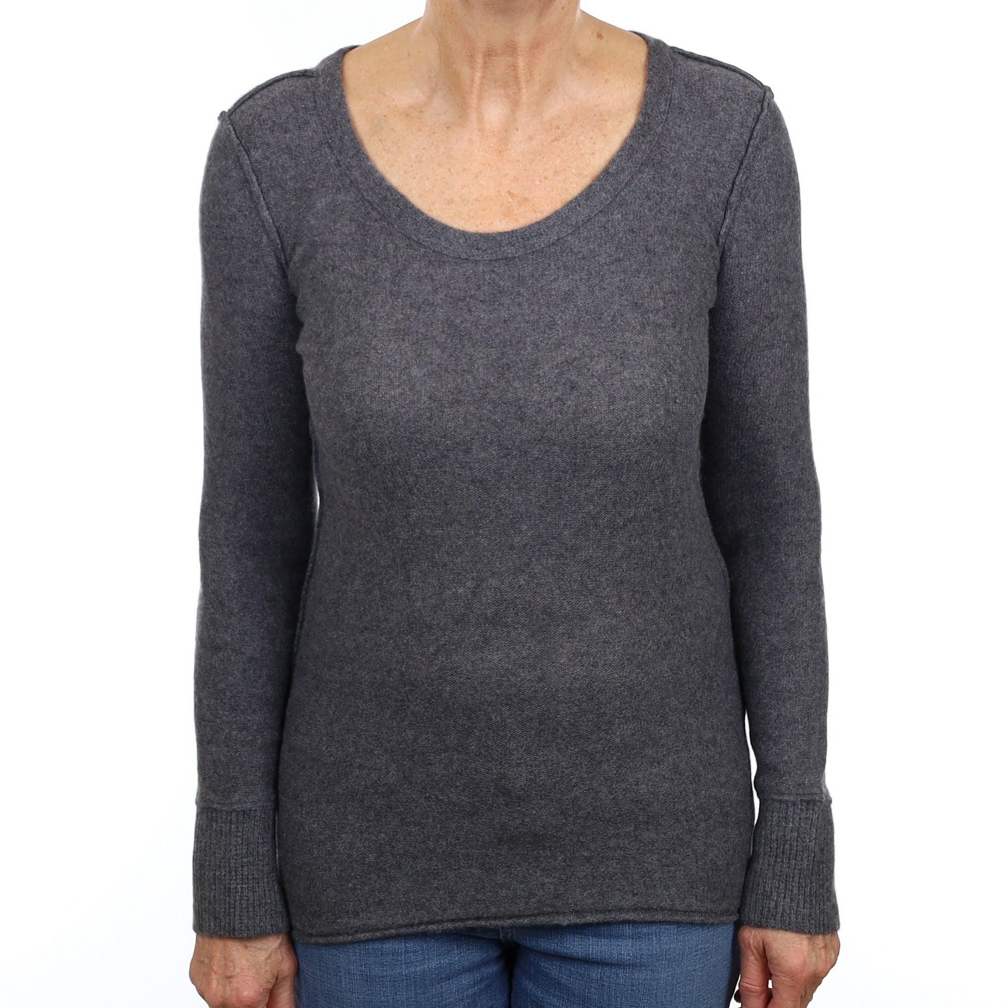 Slate Grey Cashmere Scoop Neck Jumper Medium