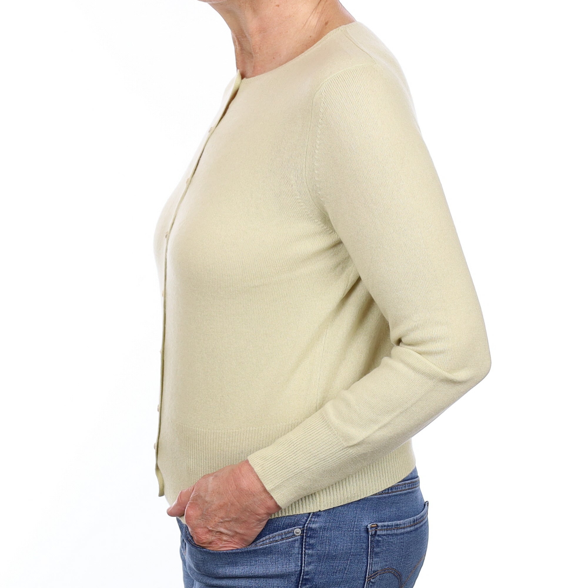 Soft Lime Cashmere Cardigan Medium