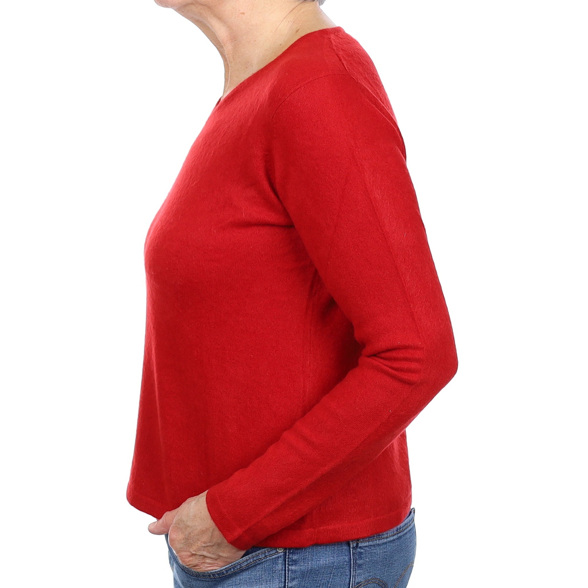 Scarlett Red Cashmere V Neck Jumper Medium