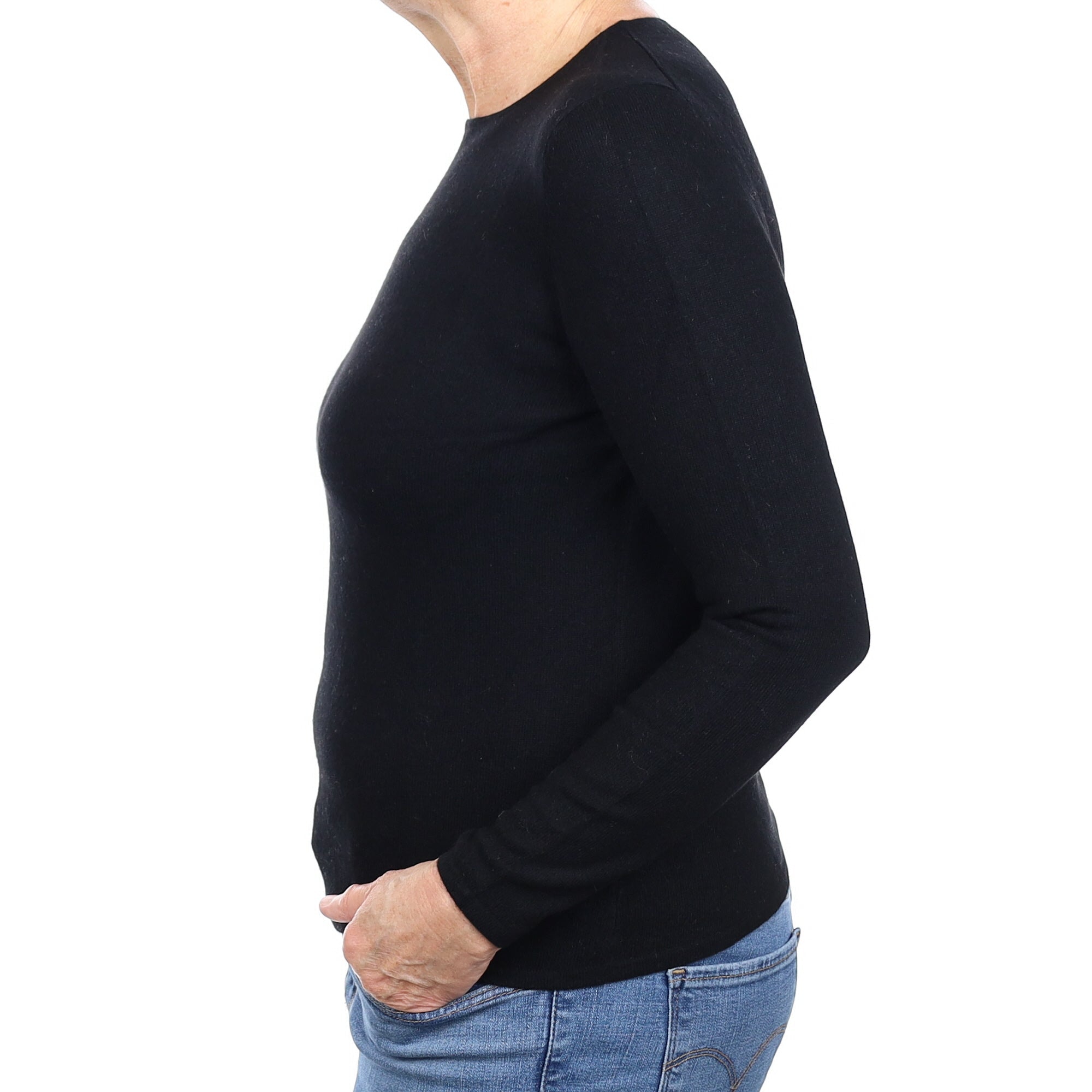 Black Cashmere Crew Neck Jumper Medium