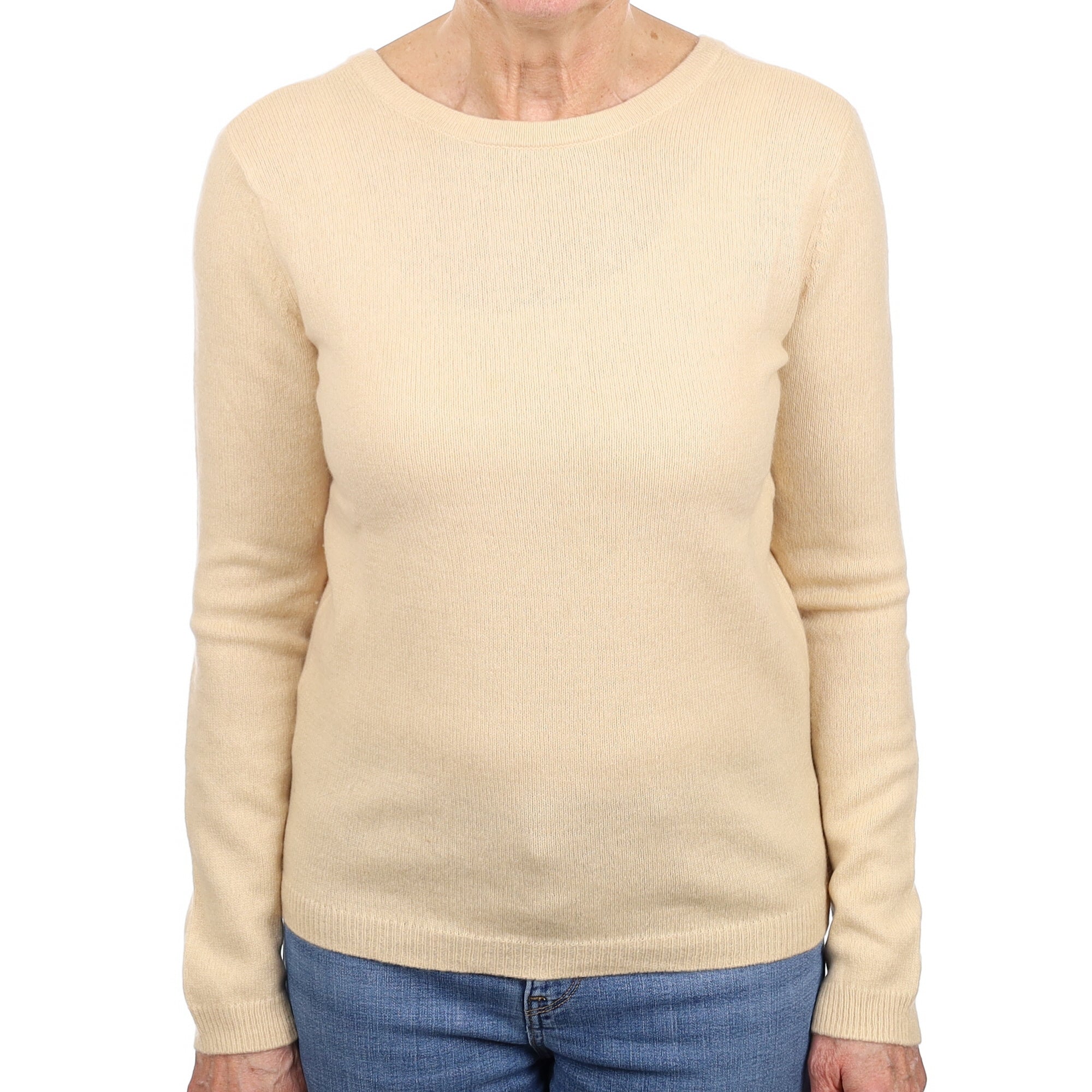 Sand Beige Cashmere Crew Neck Jumper Medium
