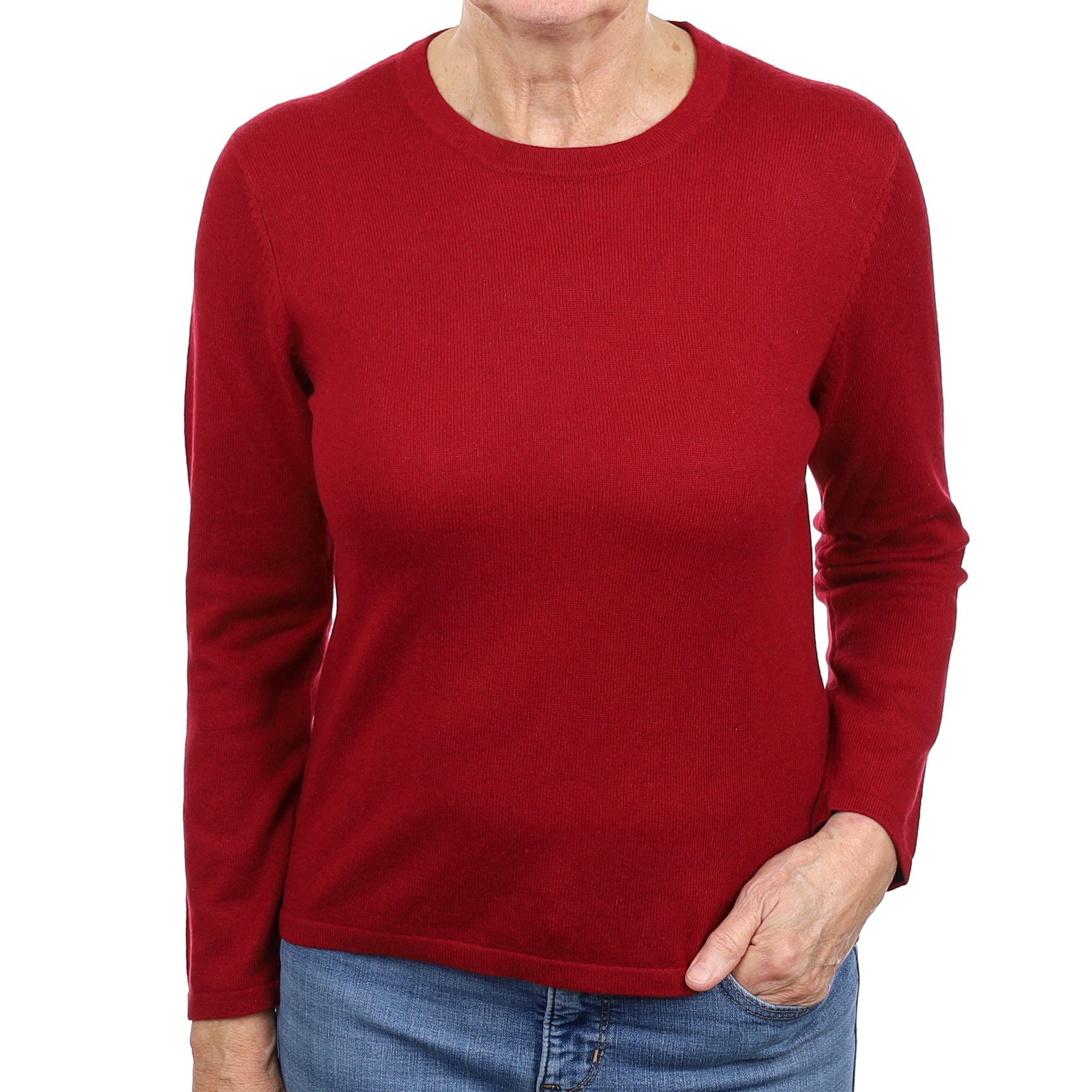 Crimson Red Cashmere Crew Neck Jumper Medium