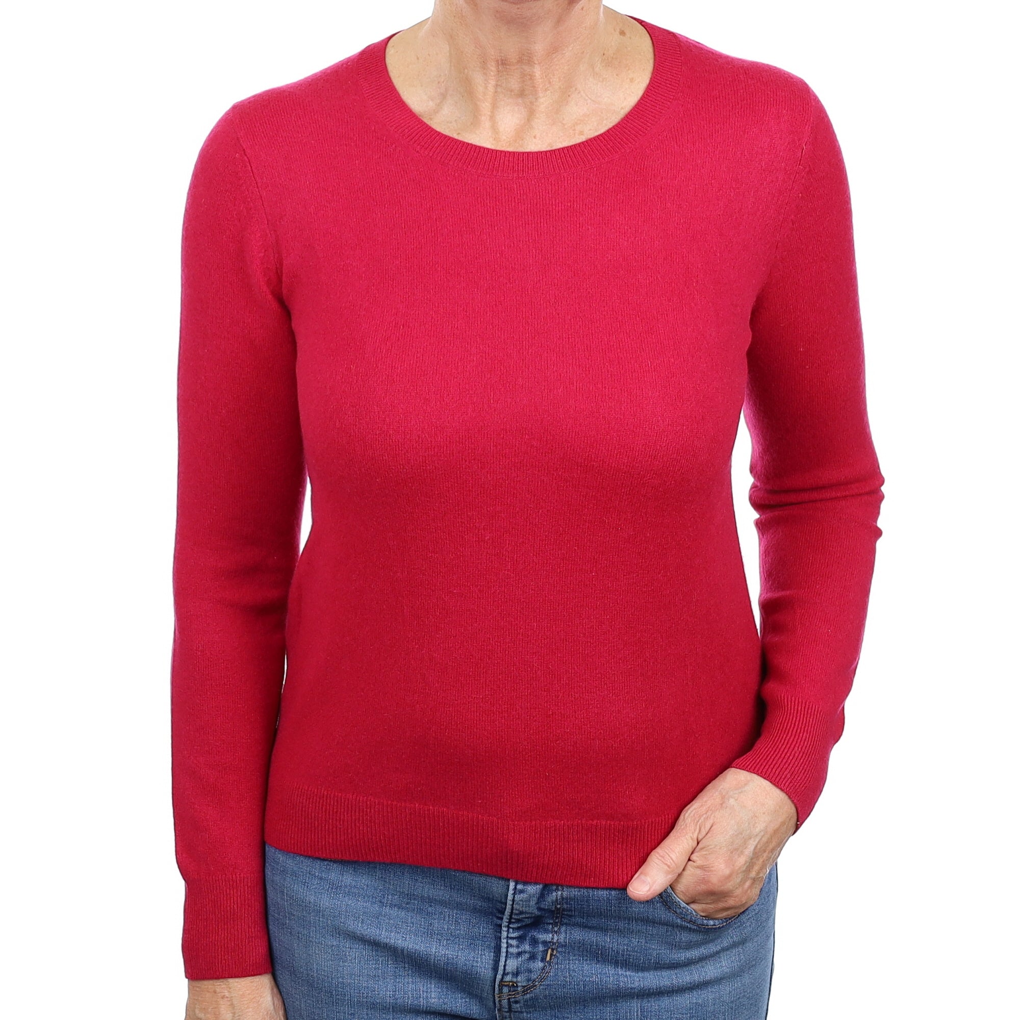 Cherry Pink Cashmere Crew Neck Jumper Medium