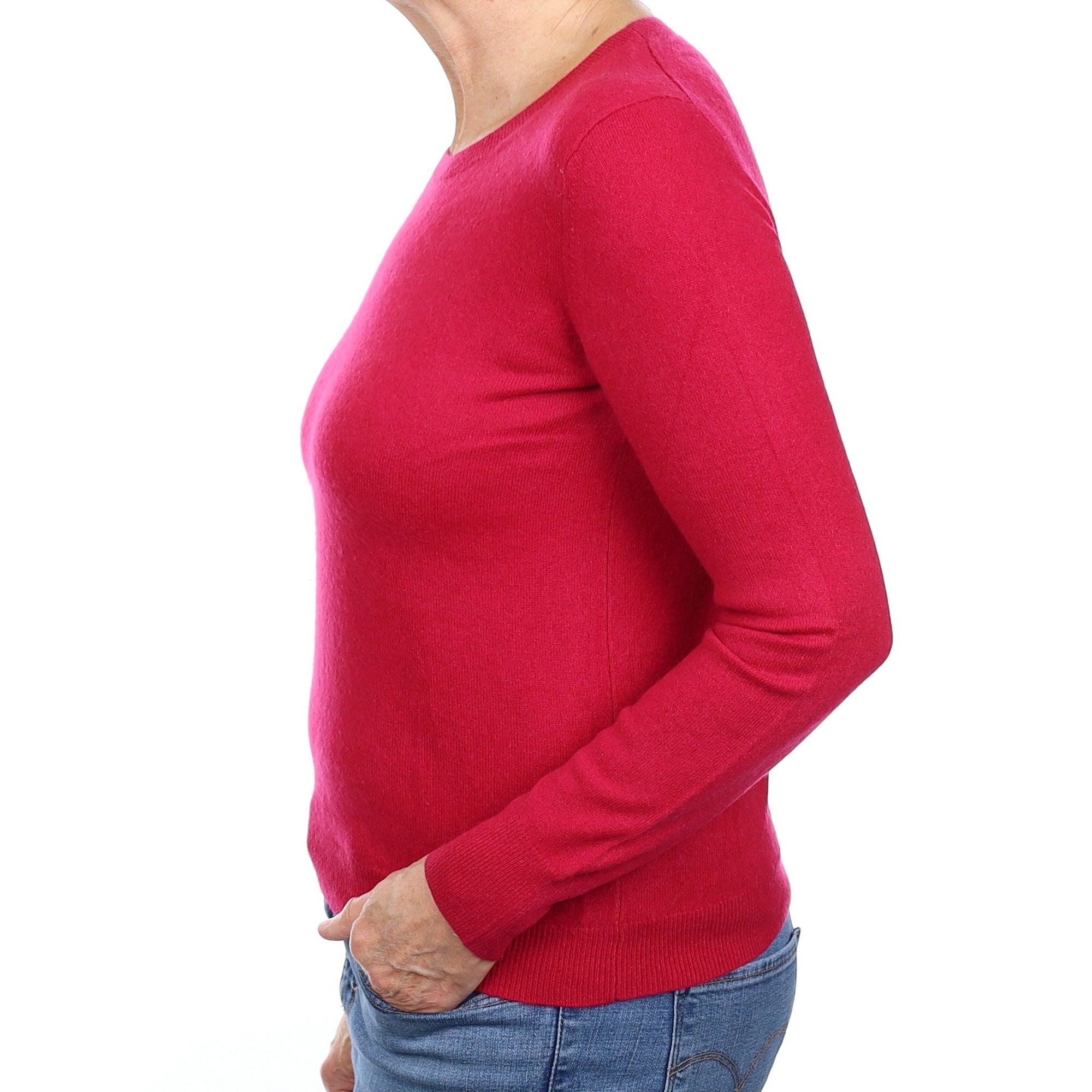 Cherry Pink Cashmere Crew Neck Jumper Medium