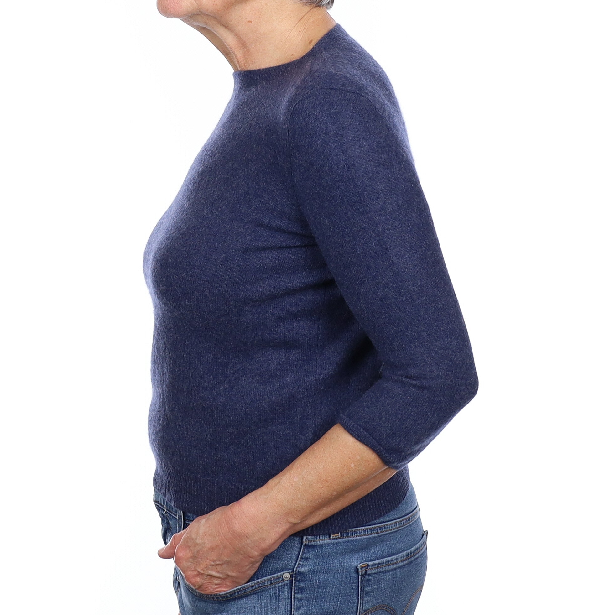 Denim Blue Cashmere Crew Neck Jumper Medium Petite