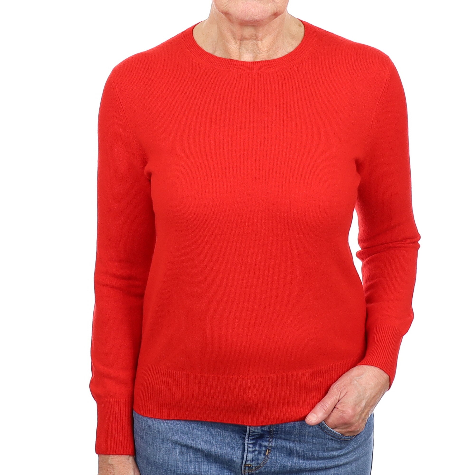 Spanish Red Cashmere Crew Neck Jumper Medium