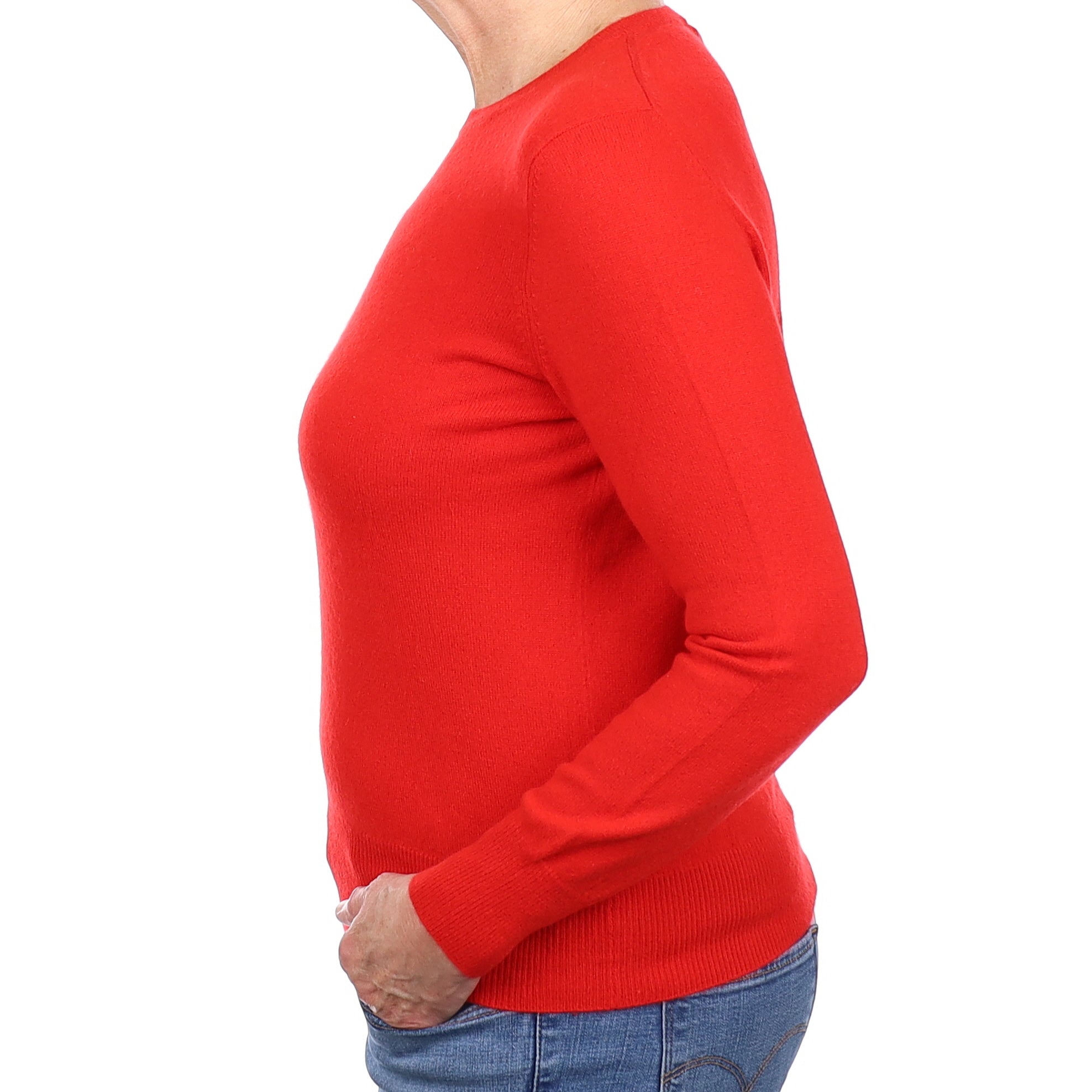 Spanish Red Cashmere Crew Neck Jumper Medium