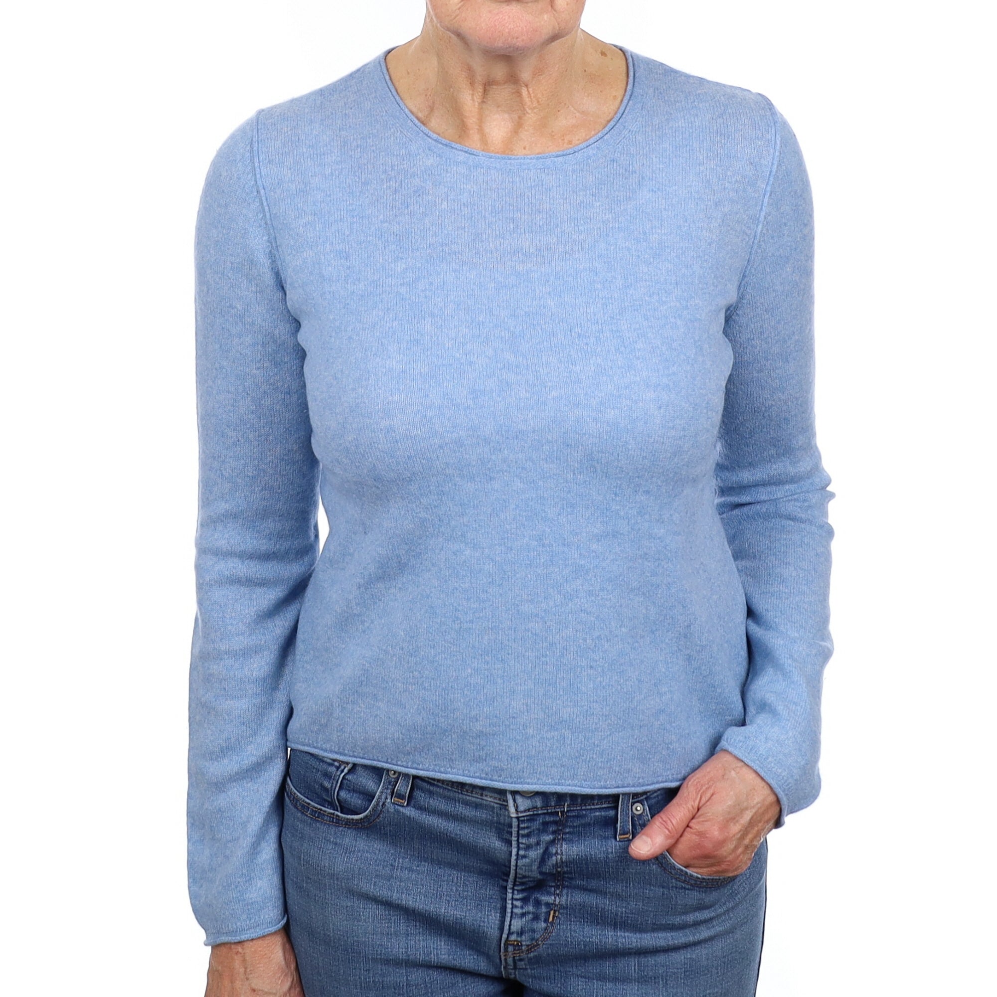 Sky Blue Cashmere Crew Neck Jumper Medium