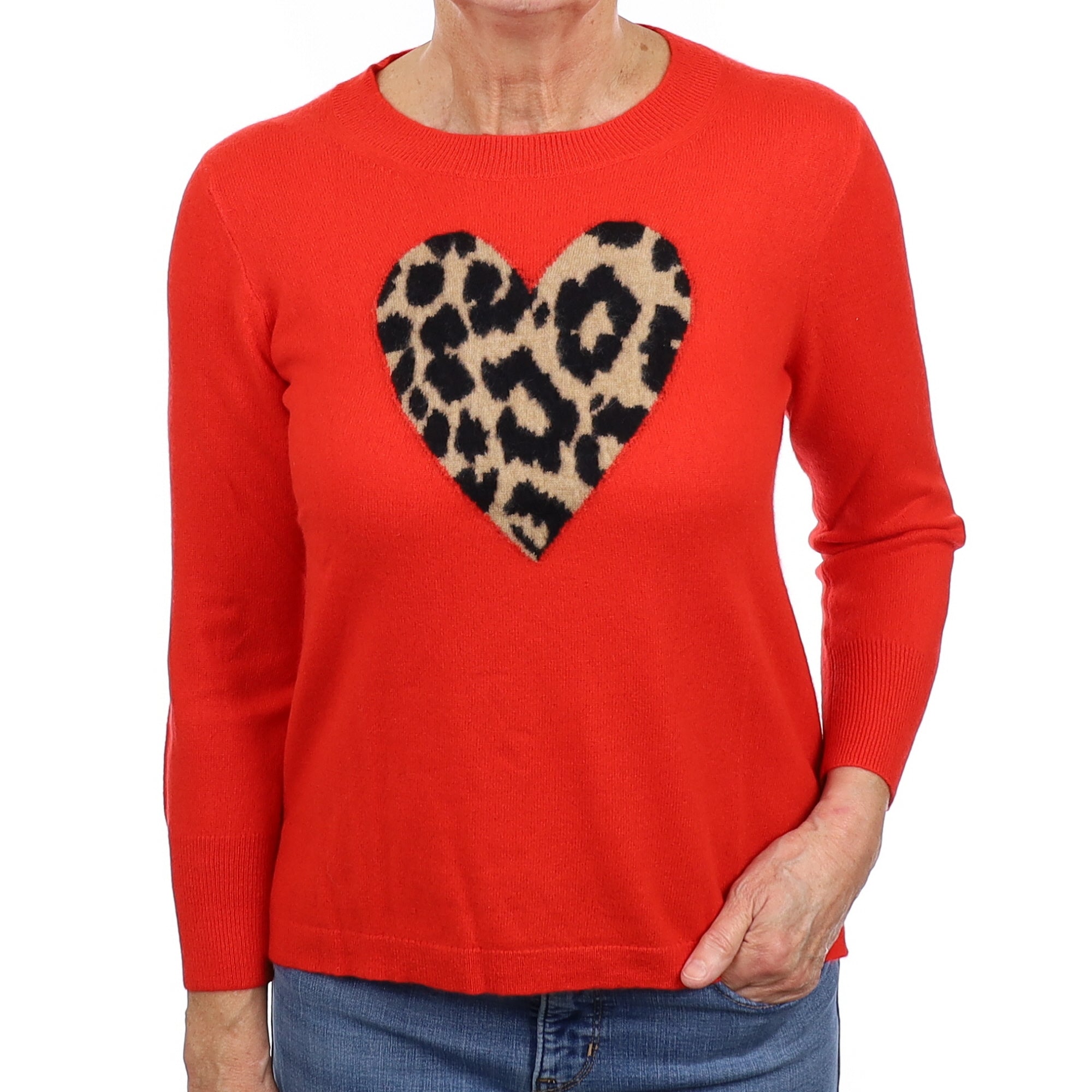 Vermillion Red Cashmere Crew Neck Jumper Medium