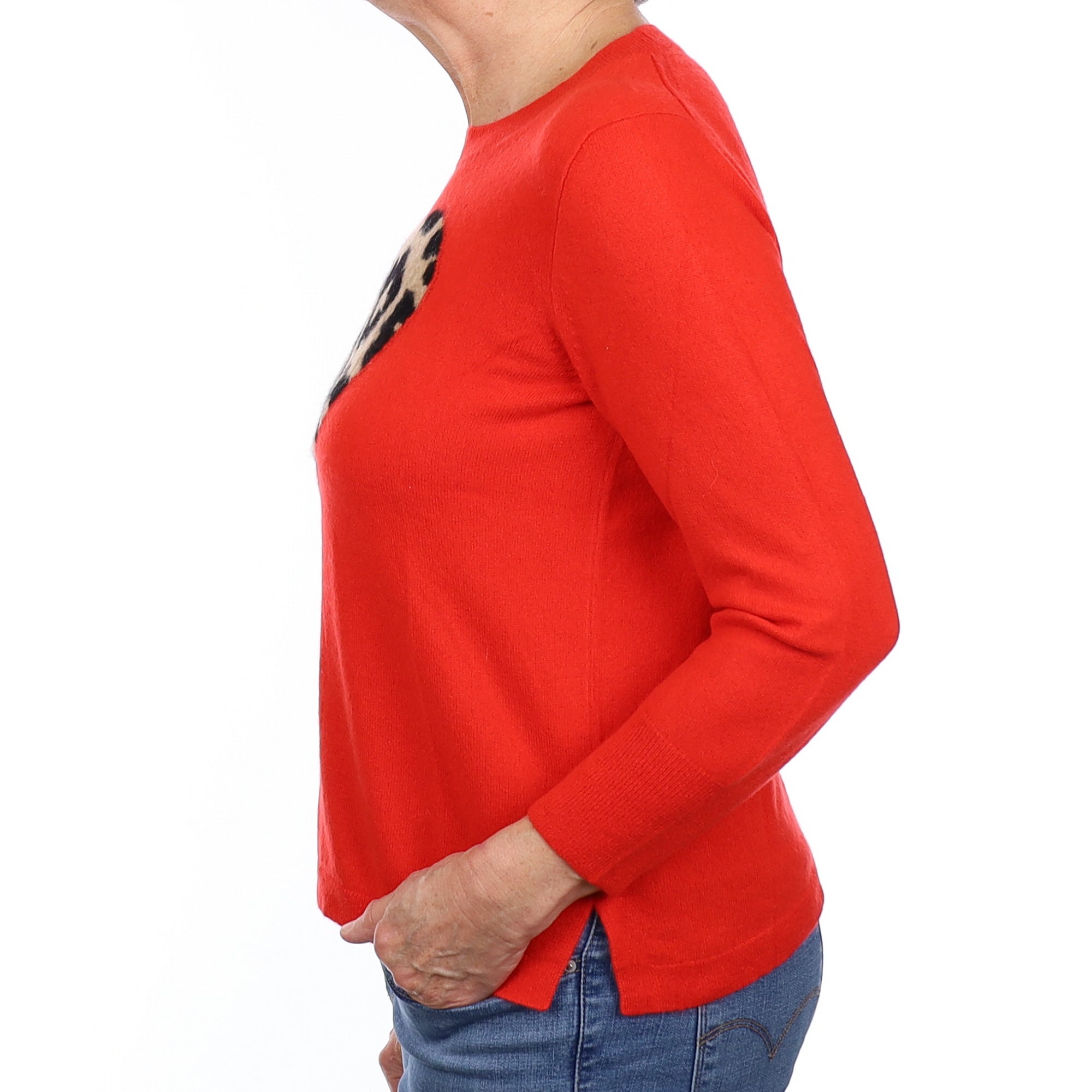 Vermillion Red Cashmere Crew Neck Jumper Medium