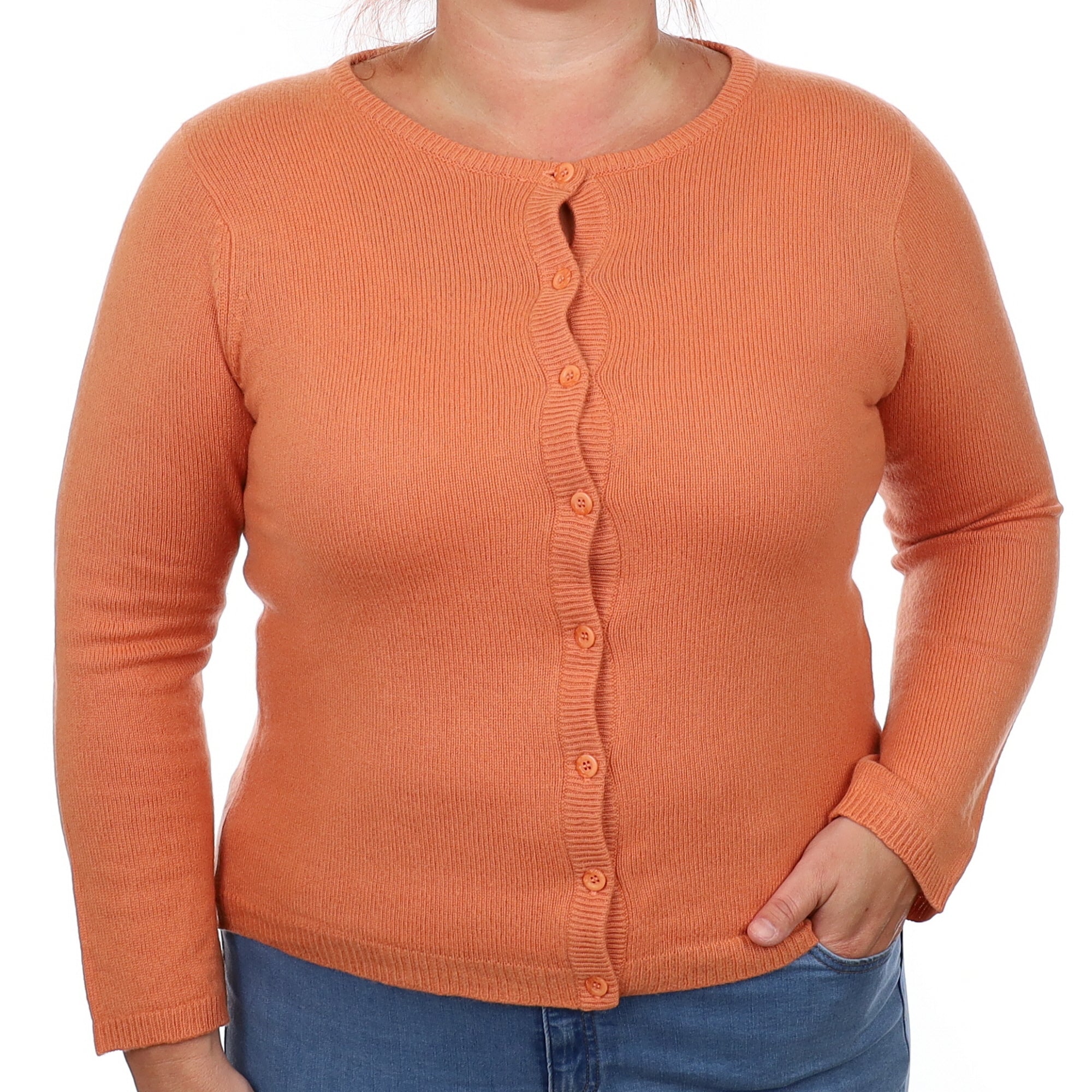 Hazy Peach Cashmere Crew Neck Cardigan Large
