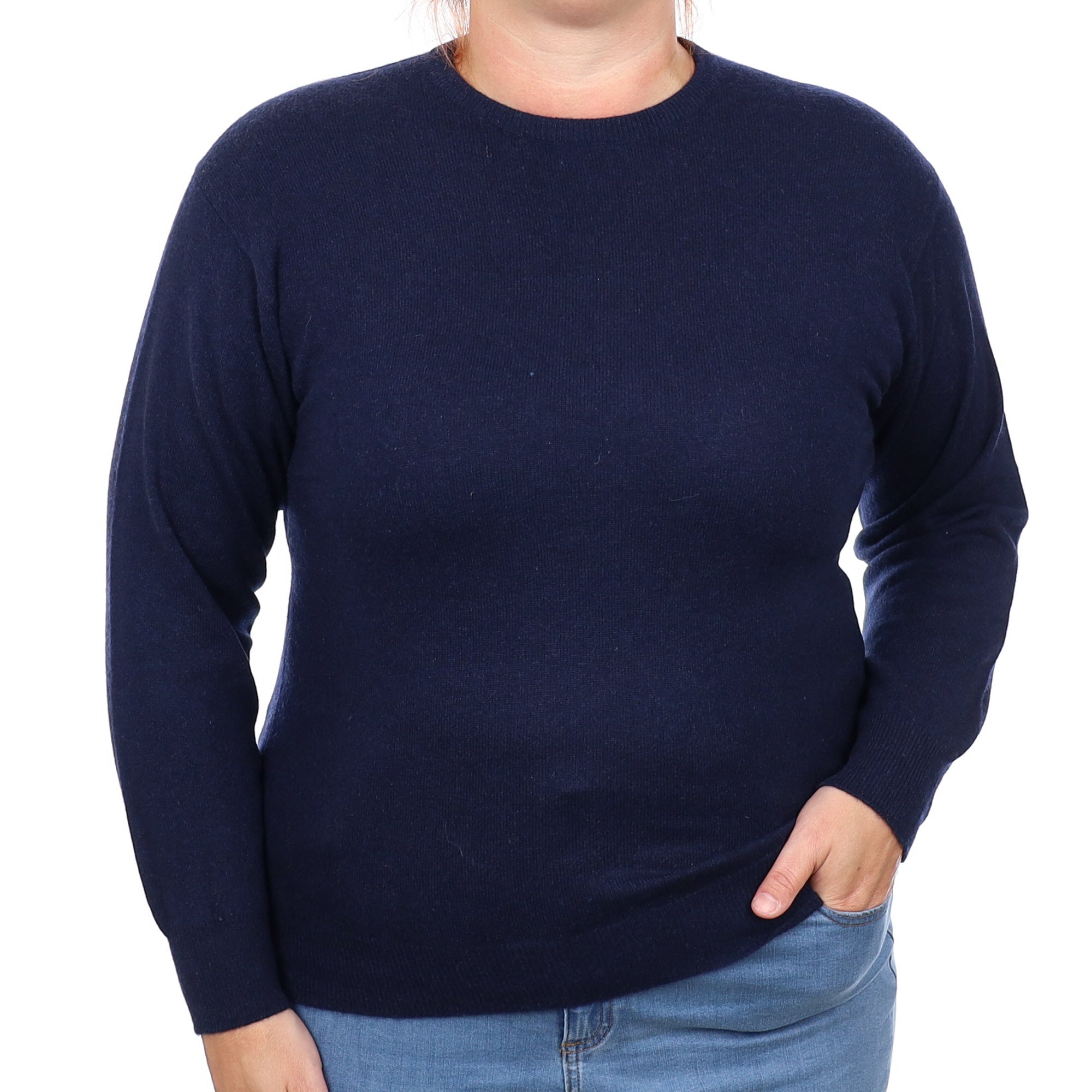 Scottish Navy Blue Cashmere Crew Neck Jumper Large