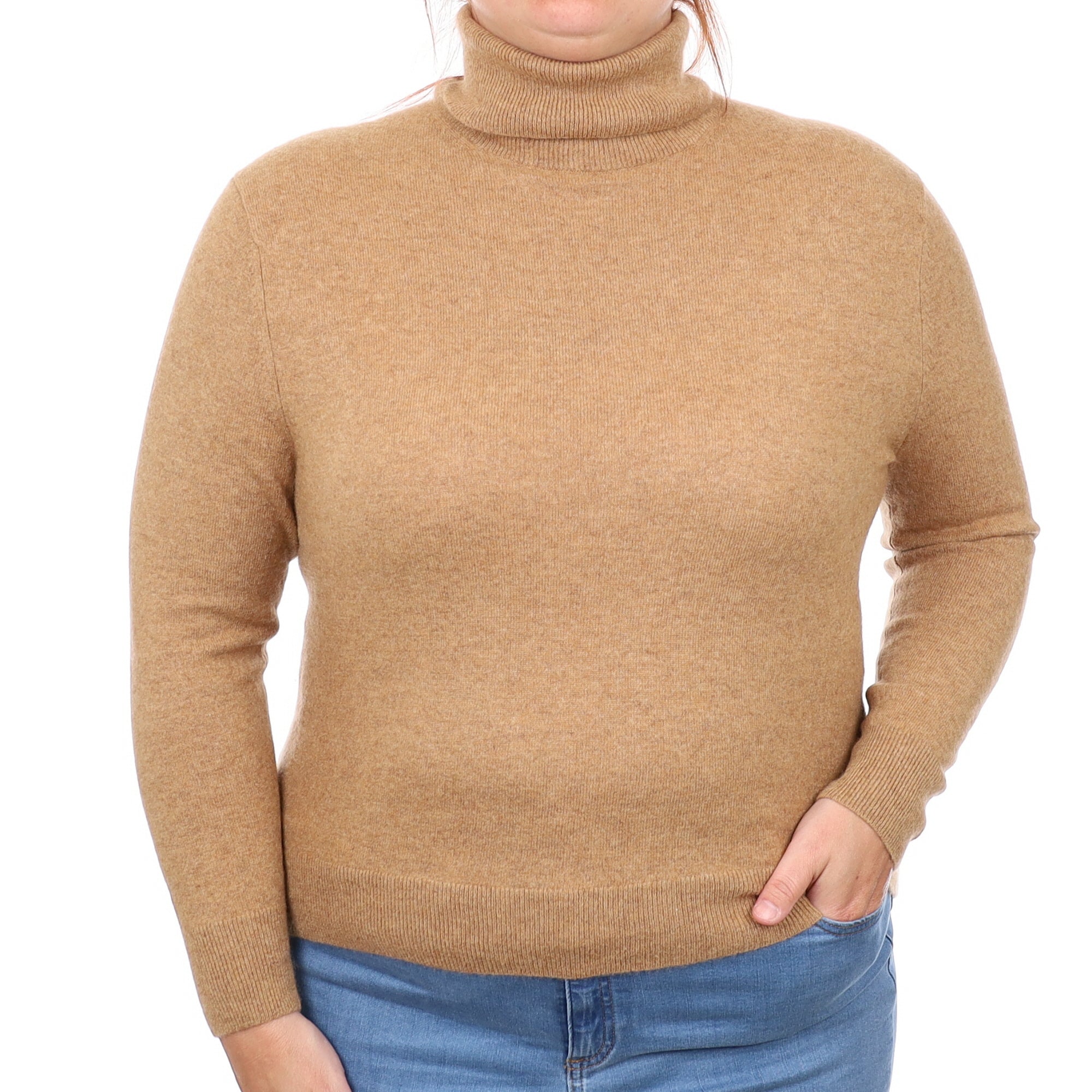 Butterscotch Brown Cashmere Polo Neck Jumper Large