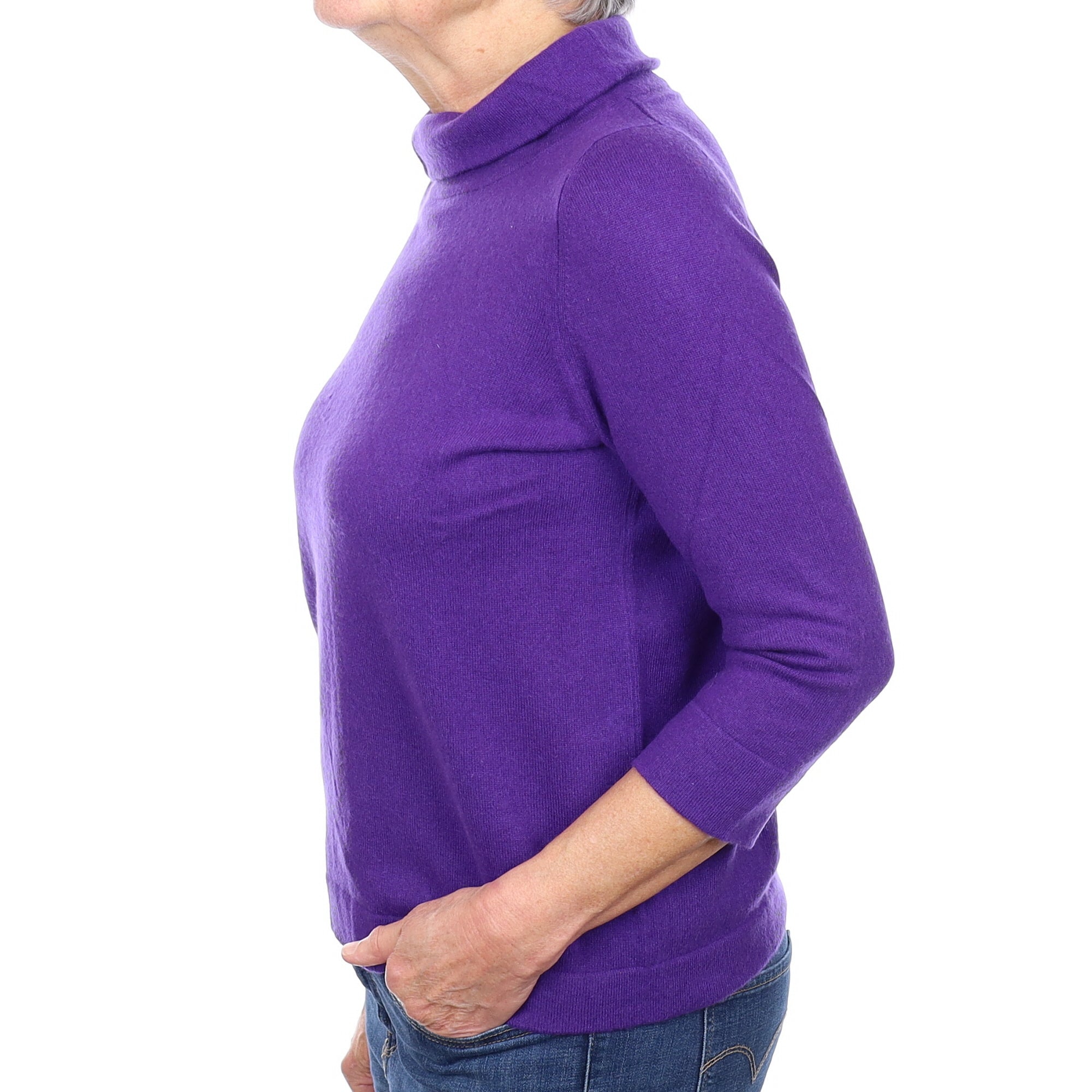 Pansy Purple Cashmere Cowl Neck Jumper Medium