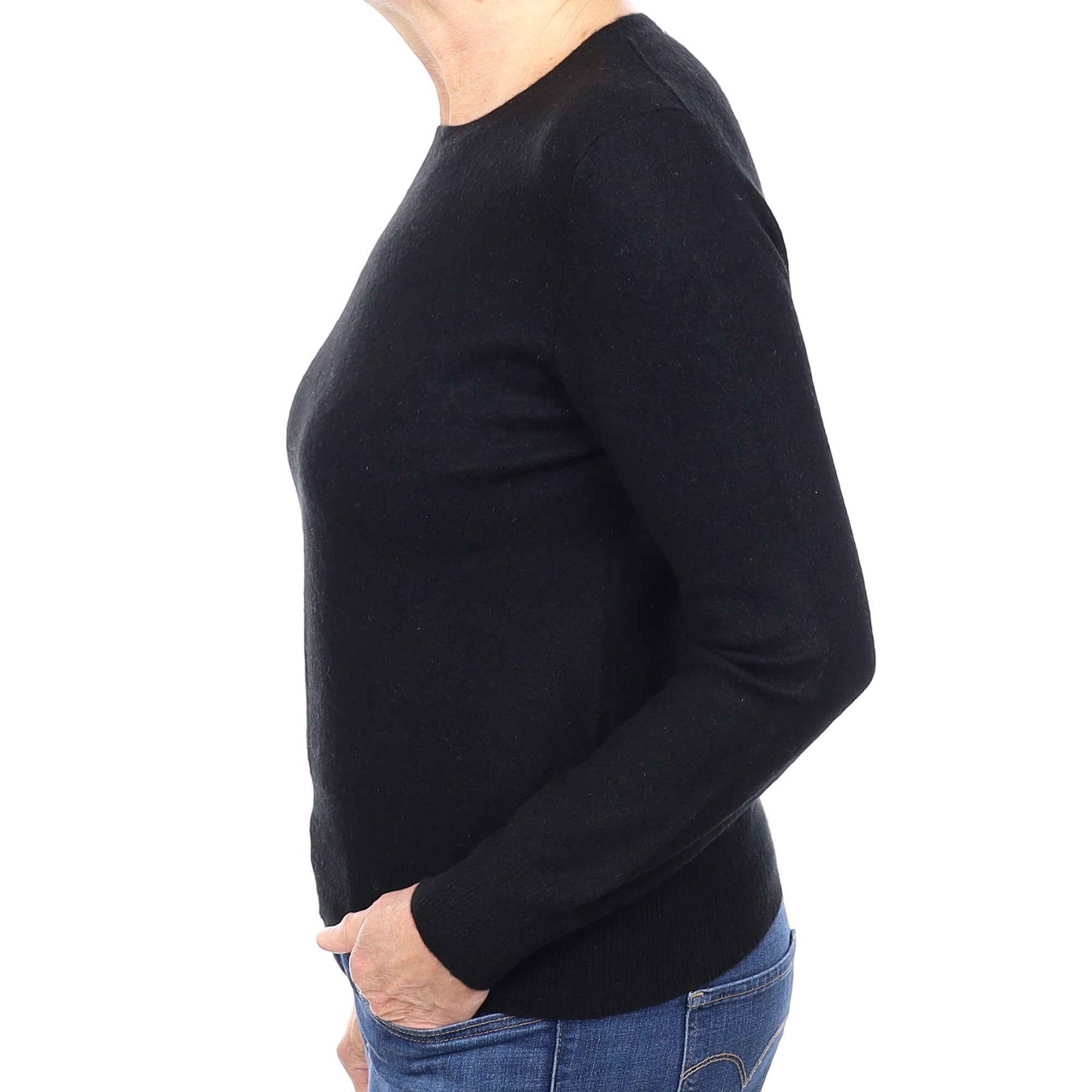 Black Cashmere Crew Neck Jumper Medium