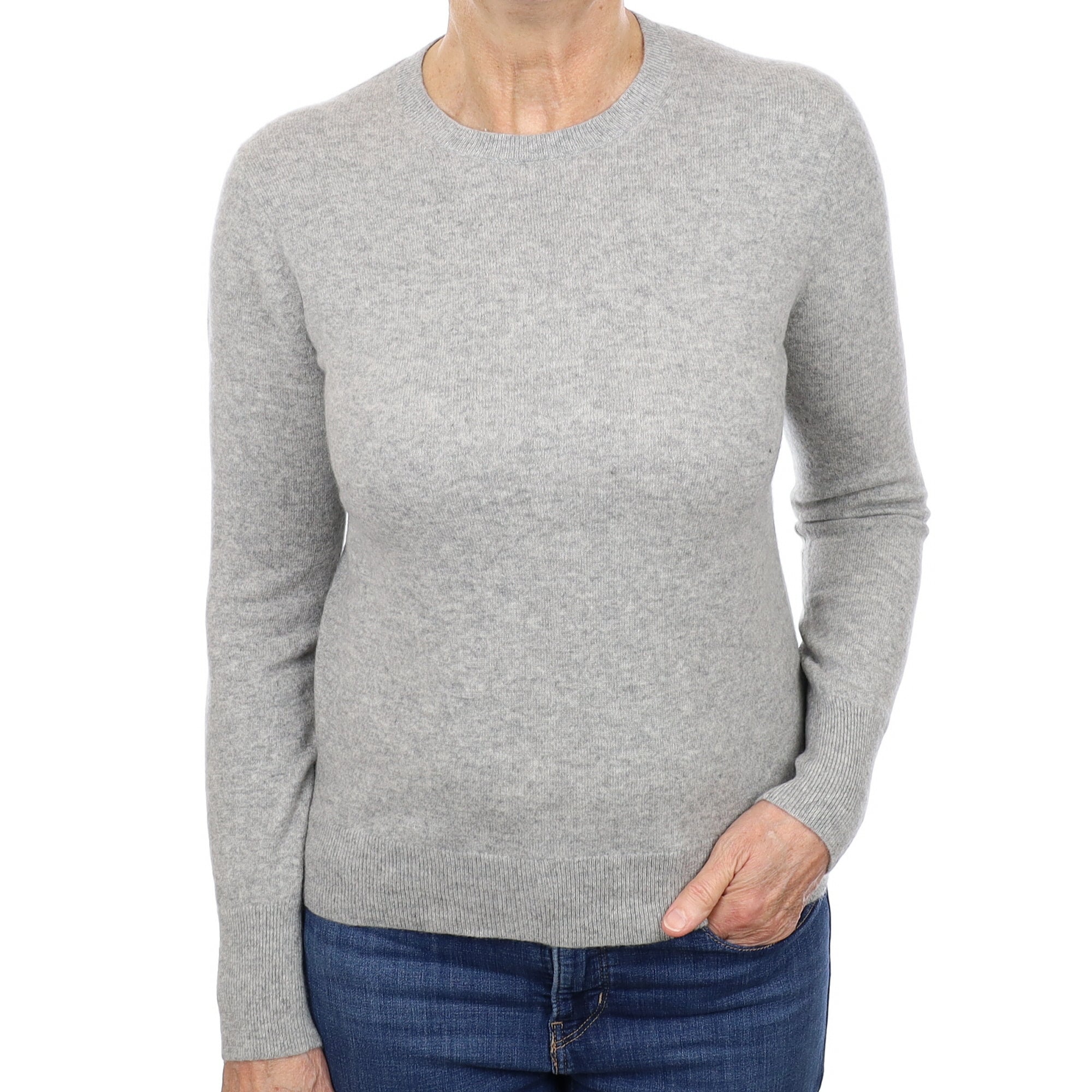 Smoke Grey Cashmere Crew Neck Jumper Medium