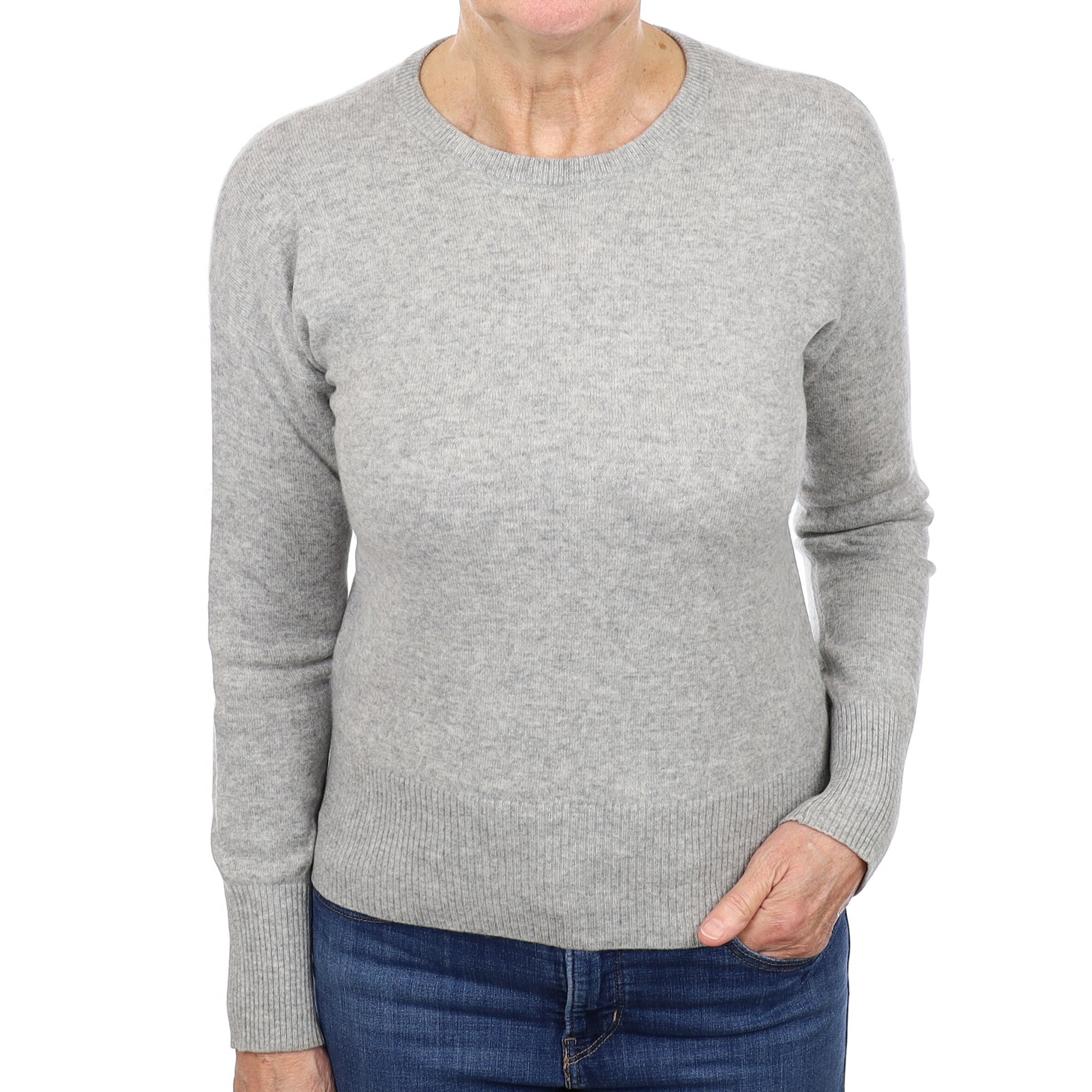 Smoke Grey Cashmere Crew Neck Jumper Medium