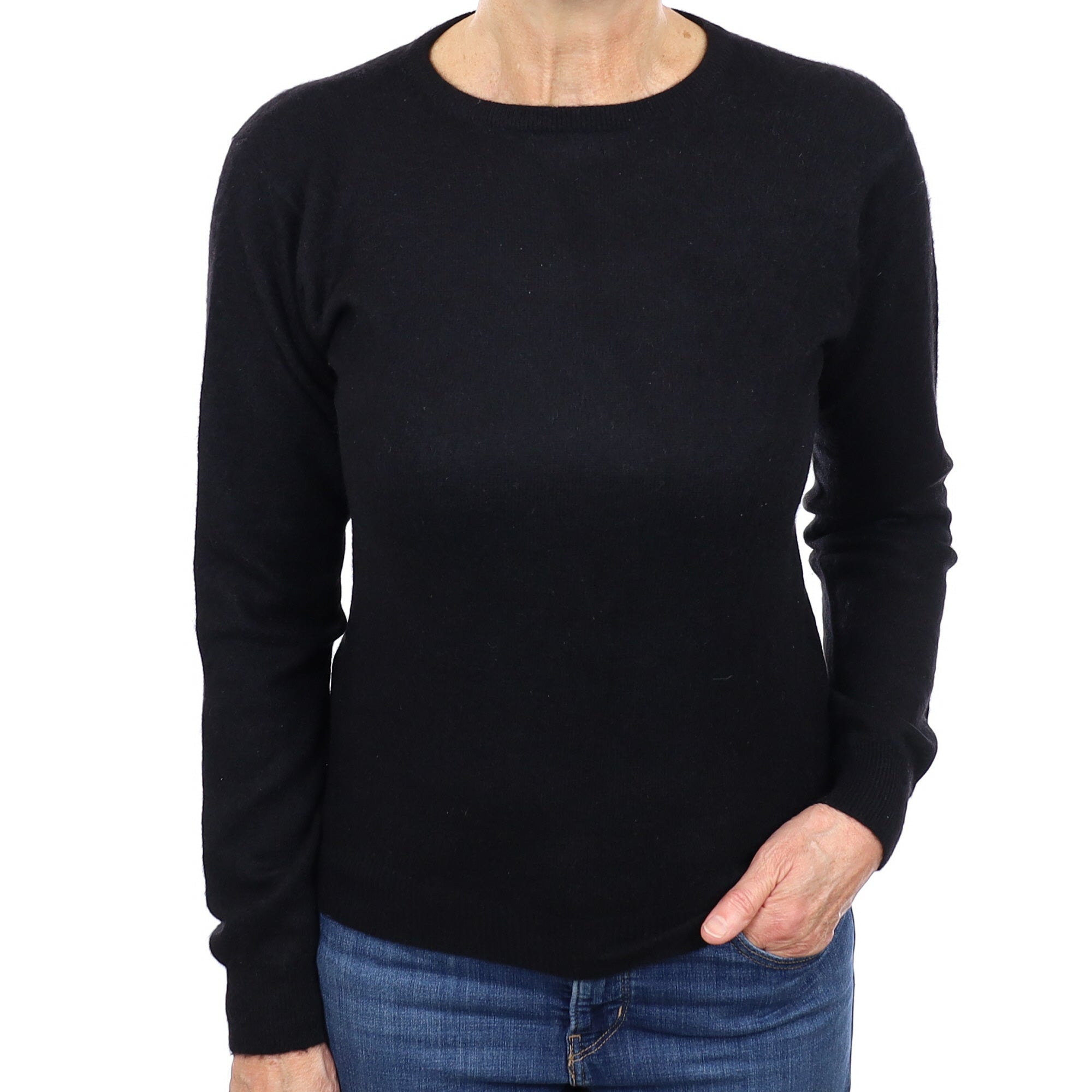 Black Cashmere Crew Neck Jumper Medium