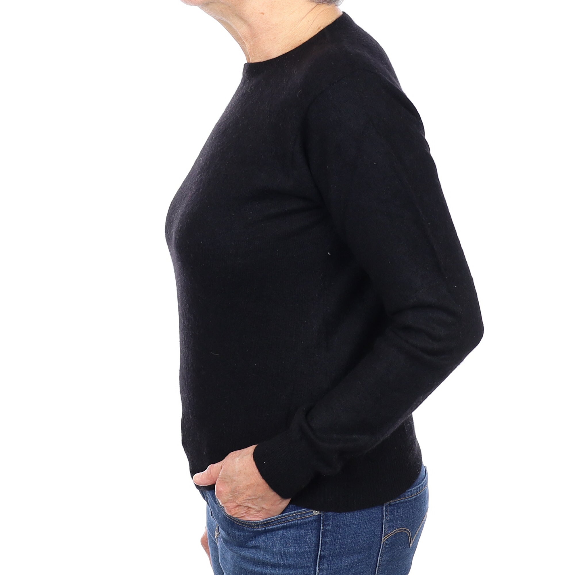 Black Cashmere Crew Neck Jumper Medium