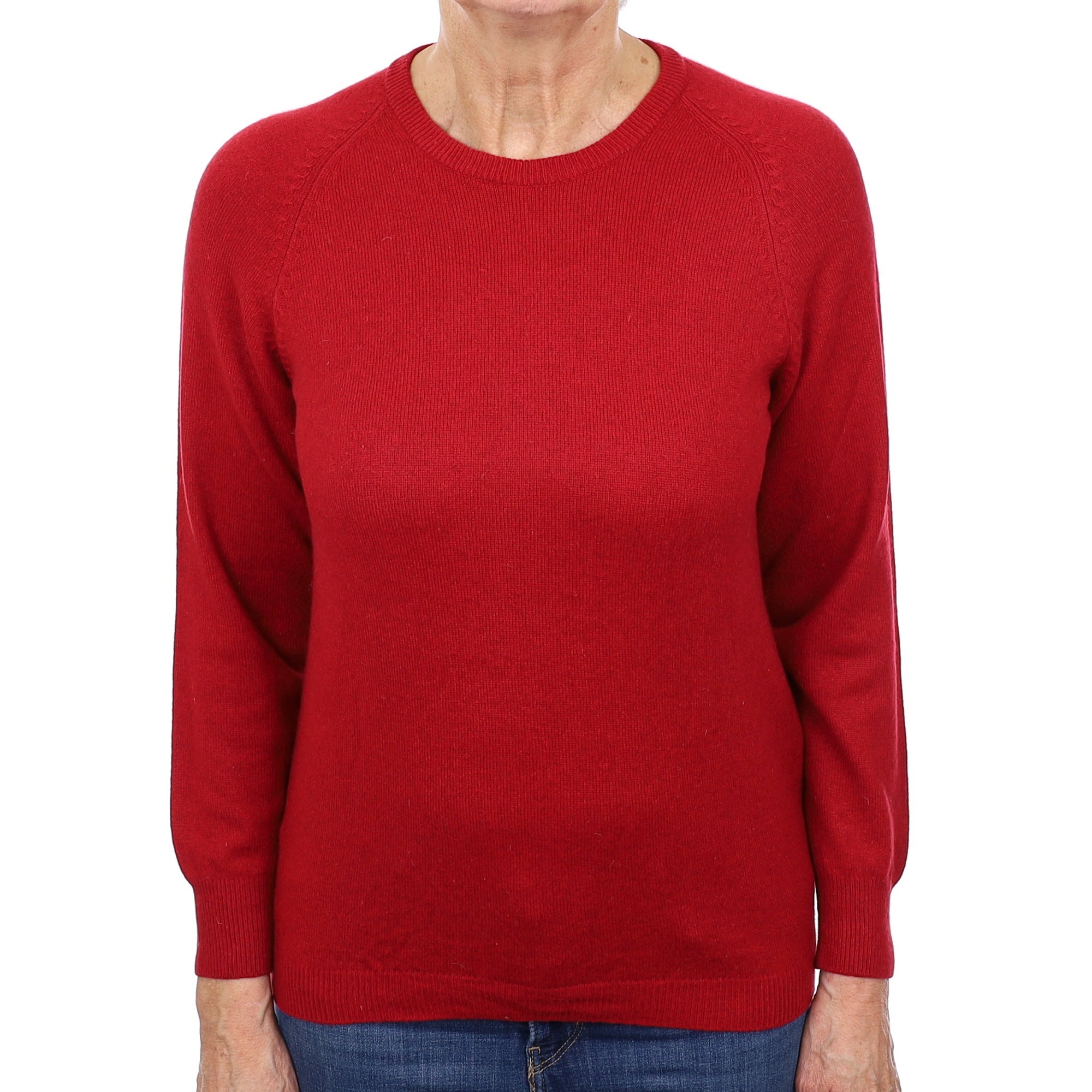 Crimson Red Cashmere Crew Neck Jumper Medium