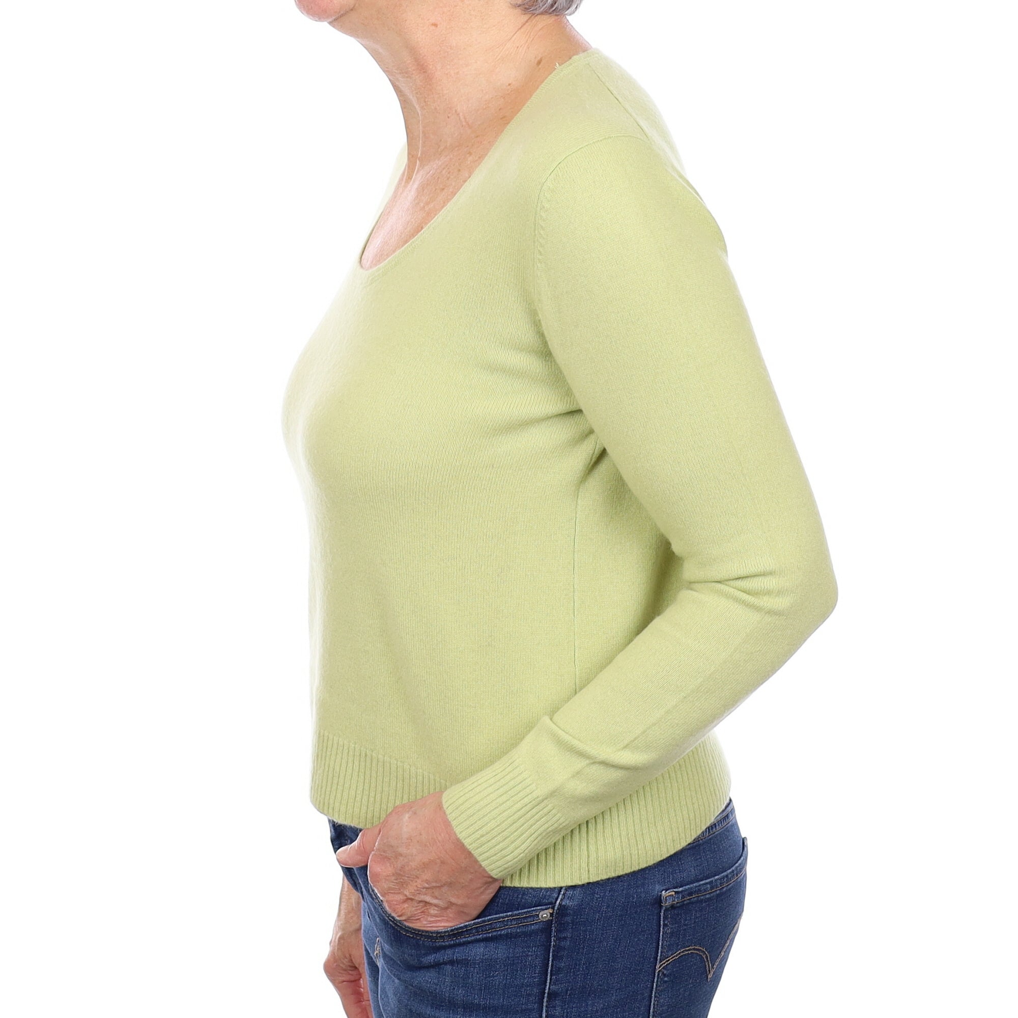 Pistachio Green Cashmere Scoop Neck Jumper Medium