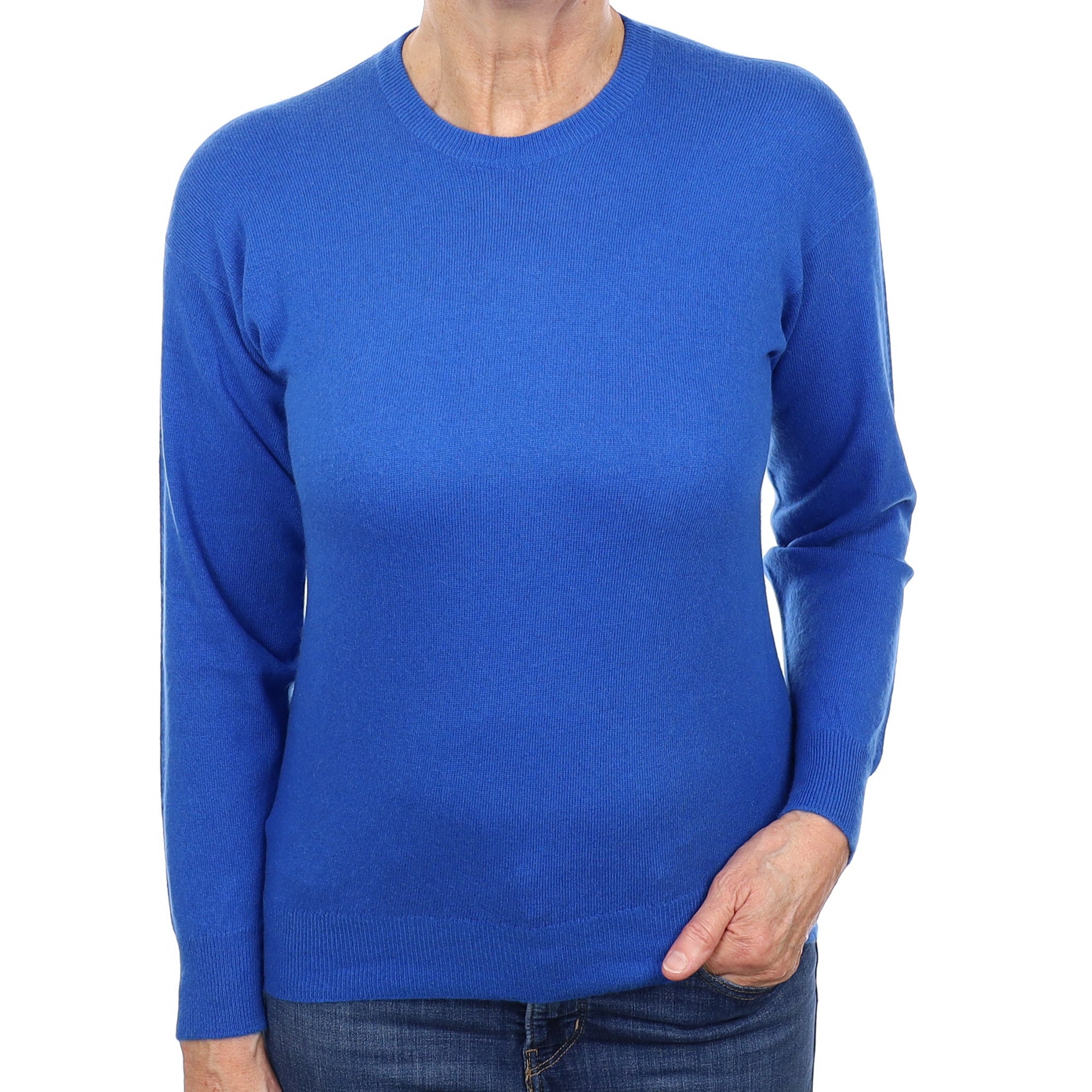 Scottish Azure Blue Cashmere Crew Neck Jumper Medium