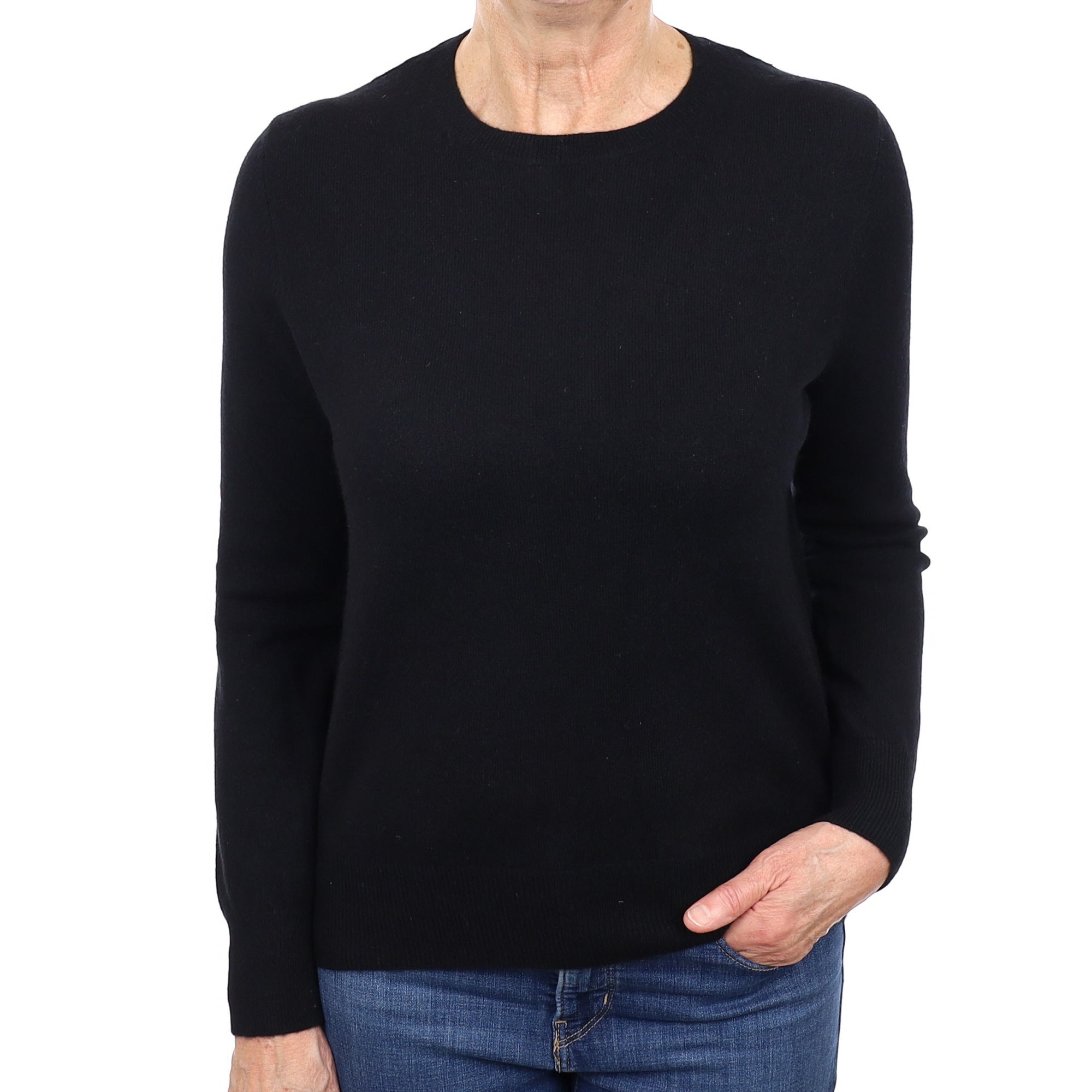 Black Cashmere Crew Neck Jumper Medium