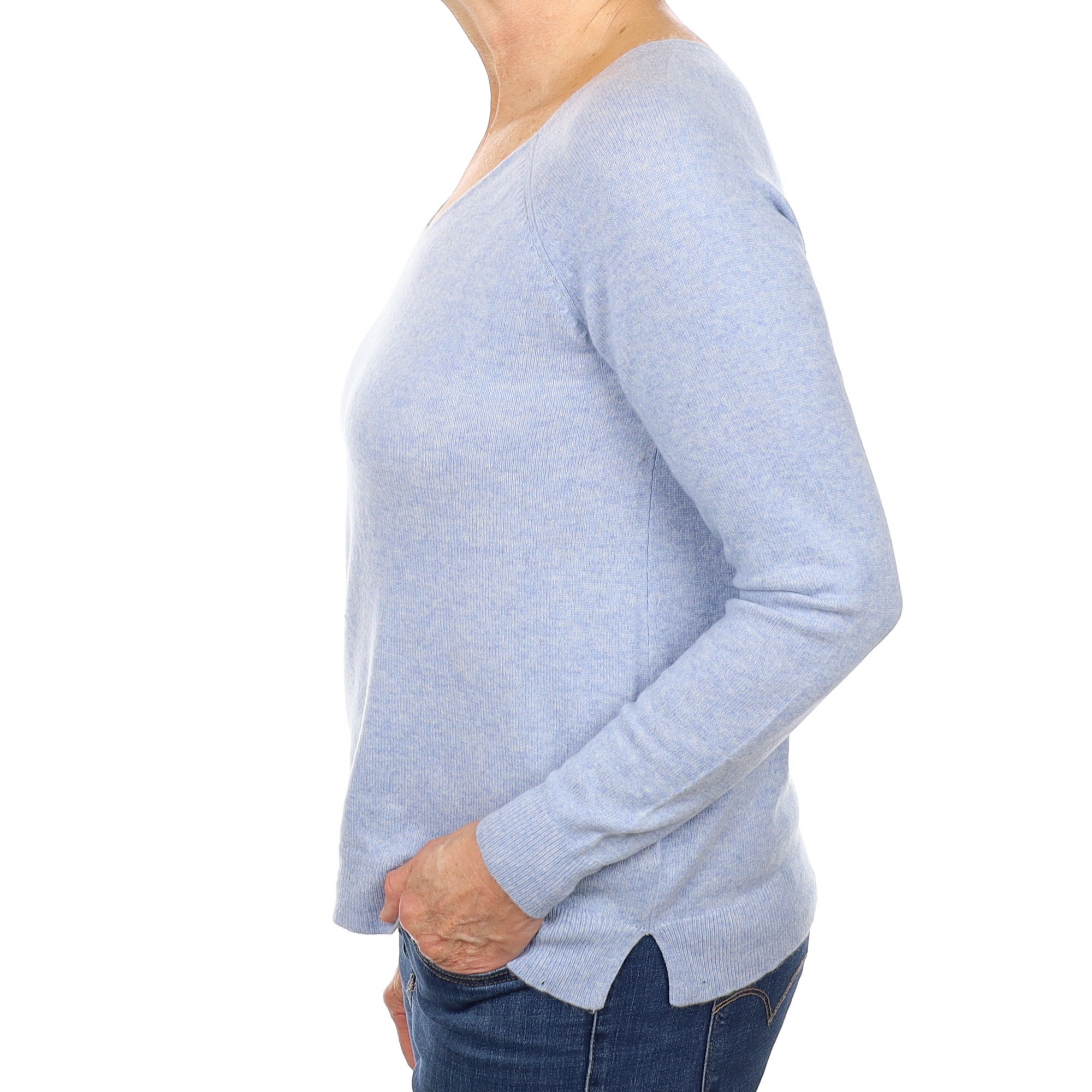 Sky Blue Cashmere V Neck Jumper Medium