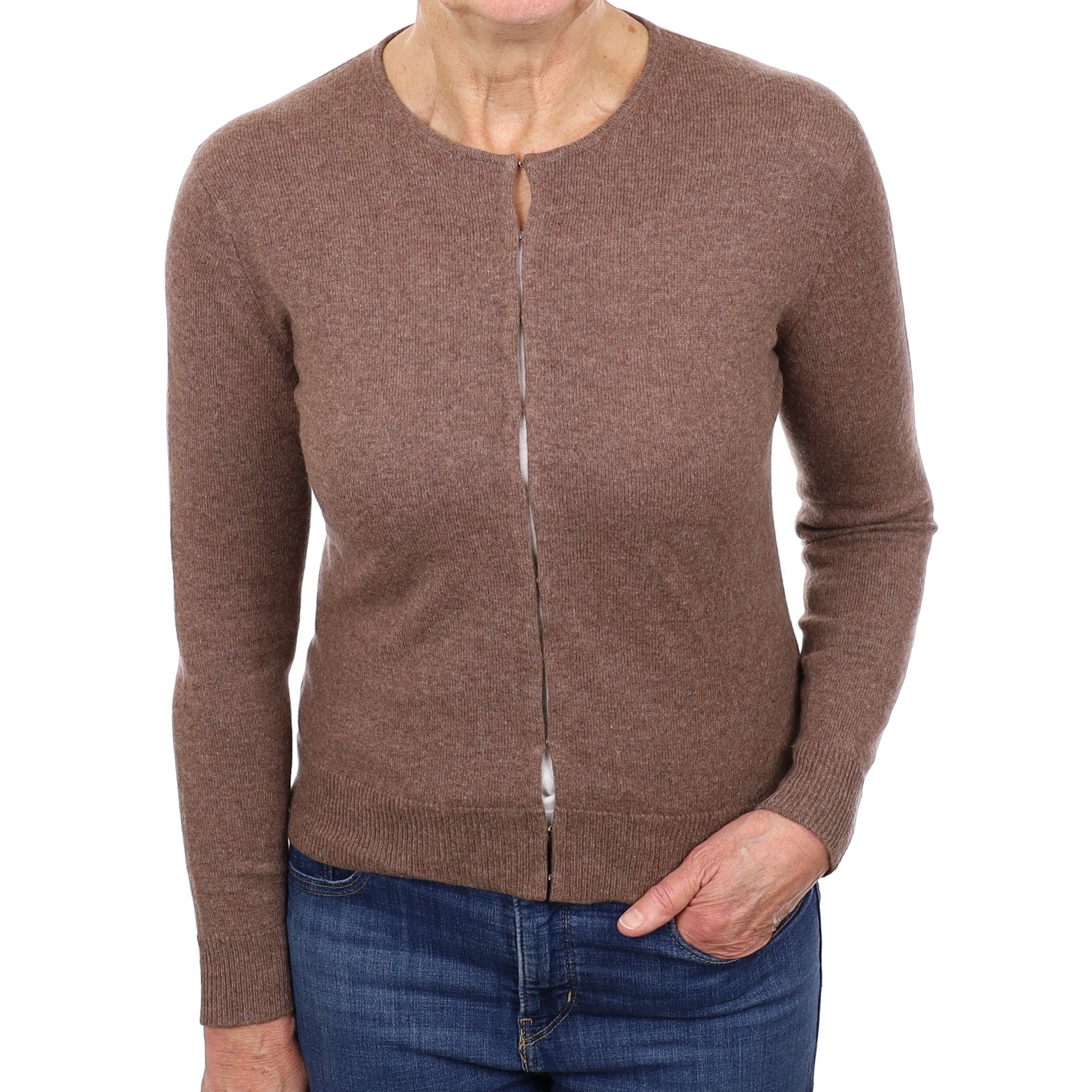 Nutmeg Cashmere Crew Neck Cardigan Medium