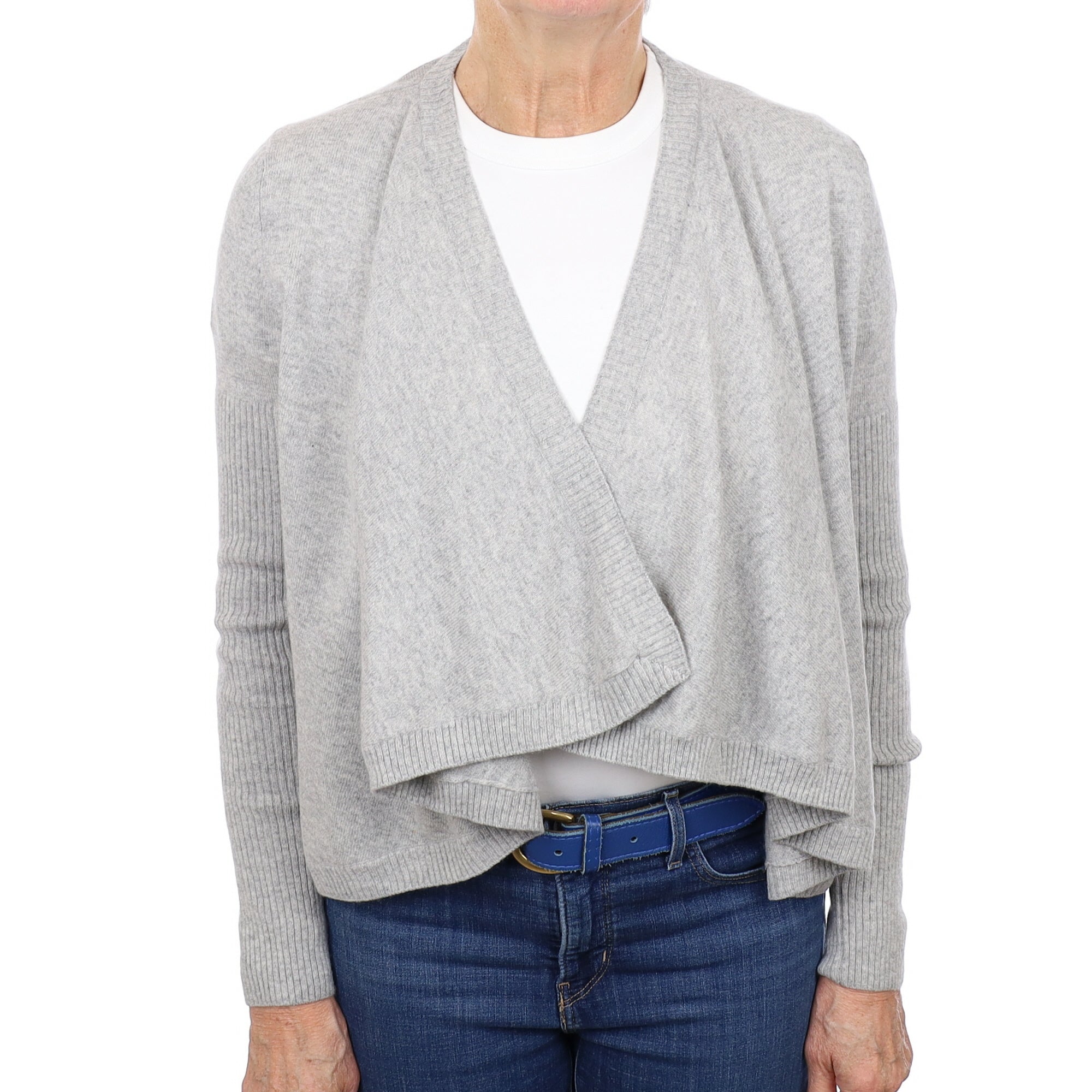 Smoke Grey Cashmere Waterfall Cardigan Medium