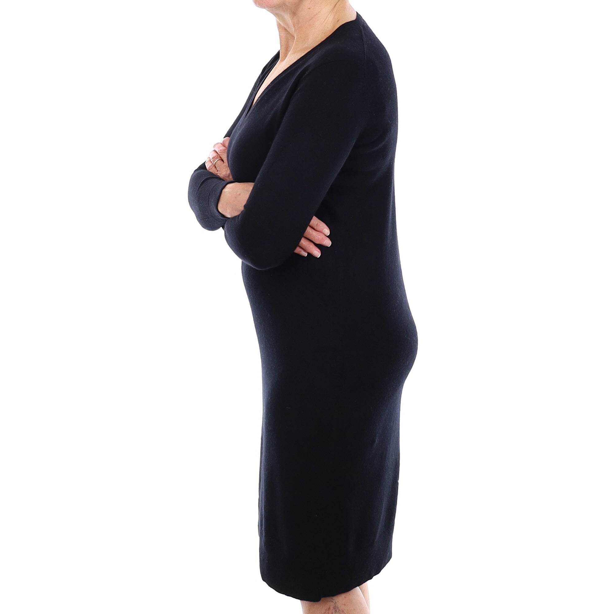 Everlane Black Cashmere V Neck Long-Sleeve Dress Medium