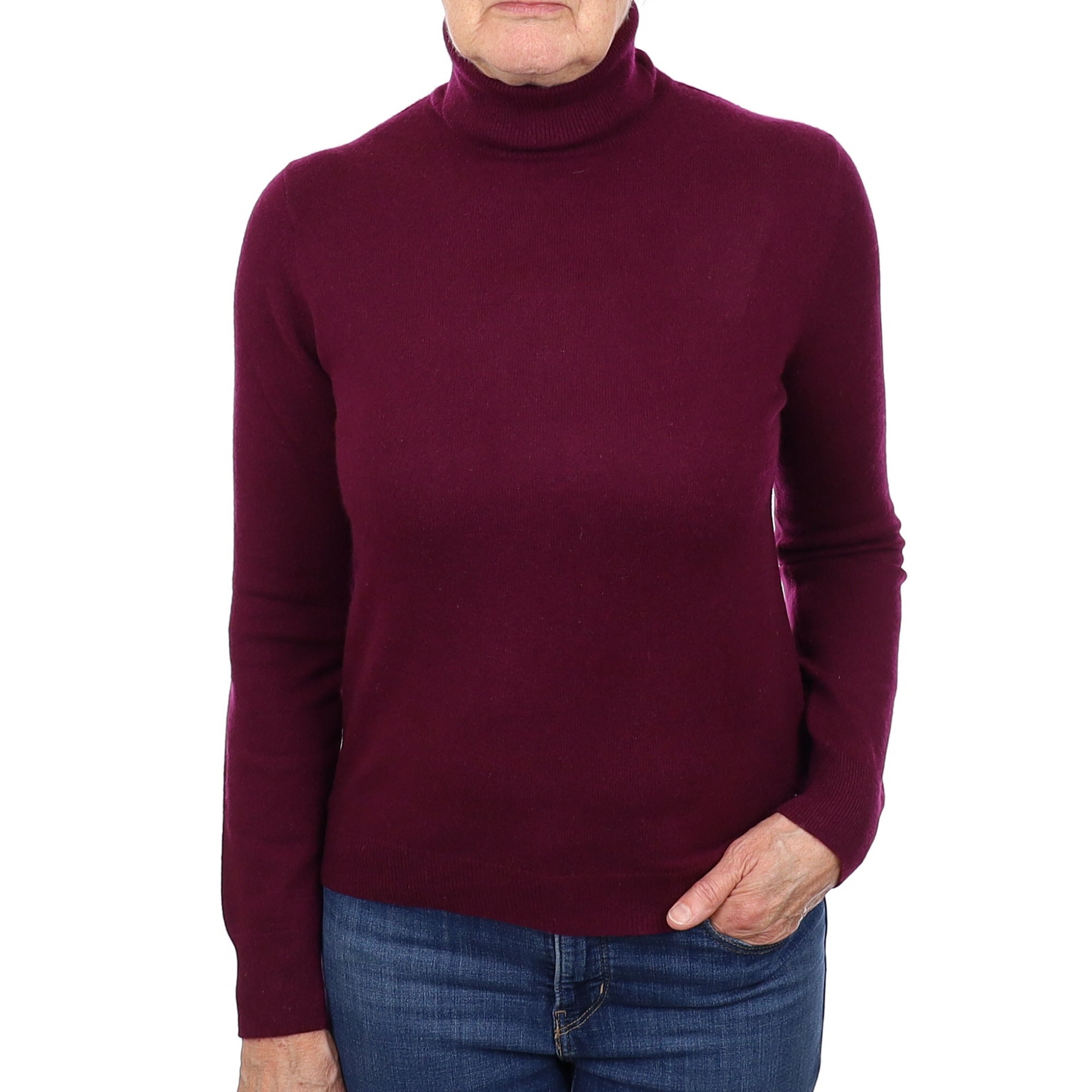 Mulberry Purple Cashmere Polo Neck Jumper Medium