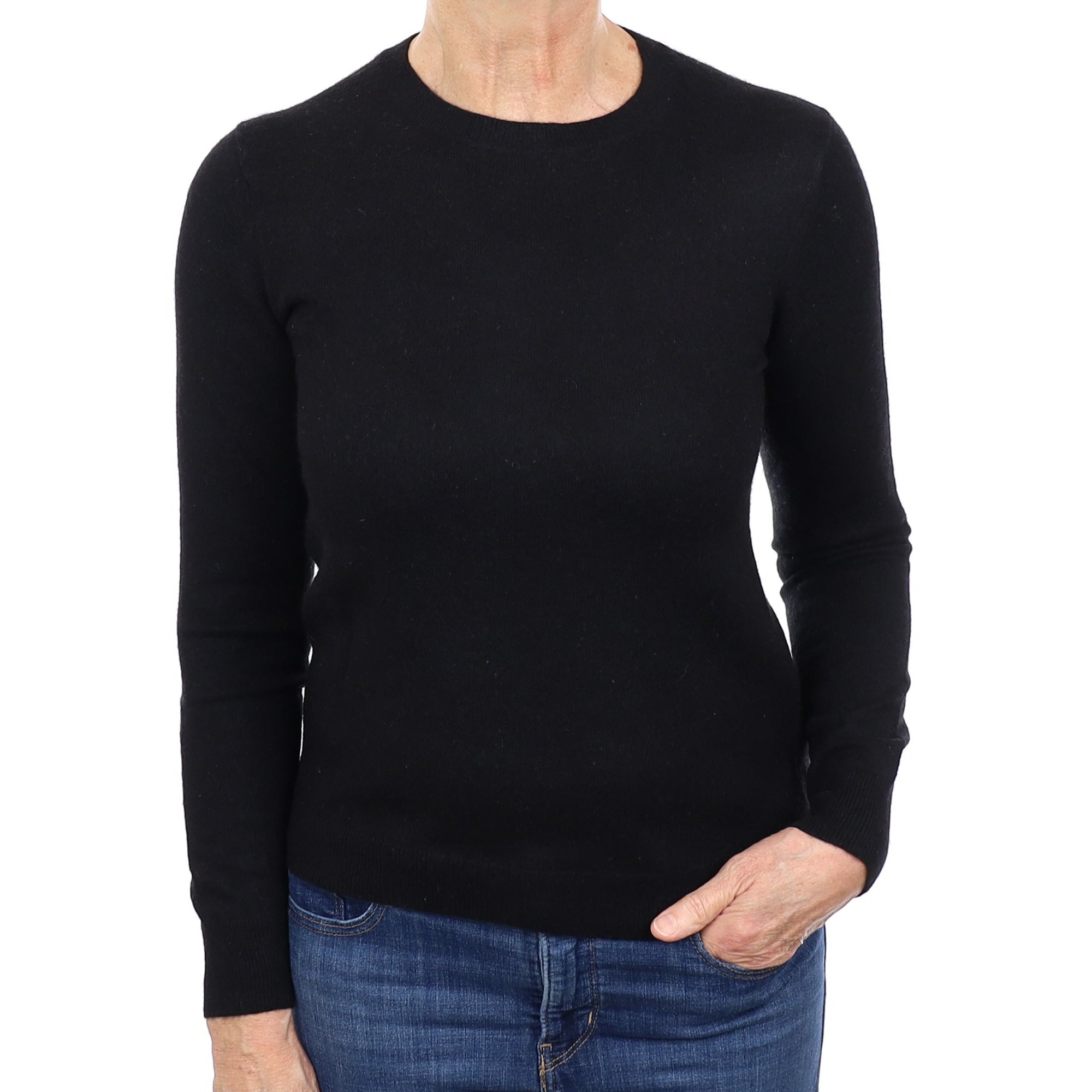 Black Cashmere Crew Neck Jumper Medium