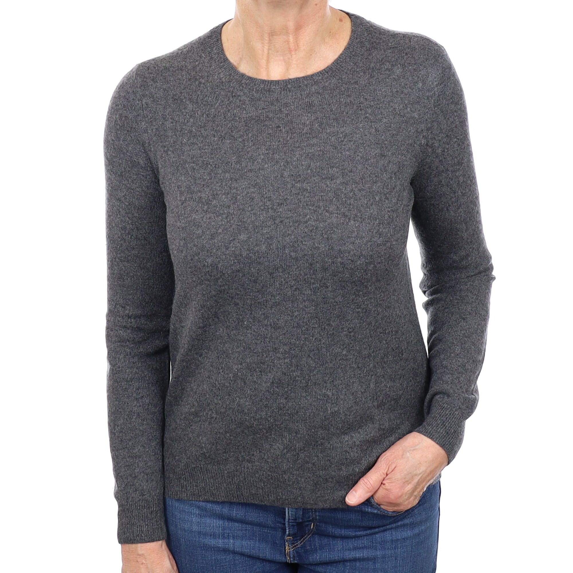 Slate Grey Cashmere Crew Neck Jumper Medium
