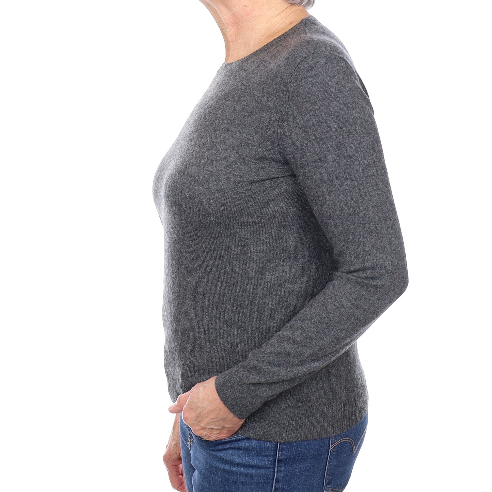 Slate Grey Cashmere Crew Neck Jumper Medium