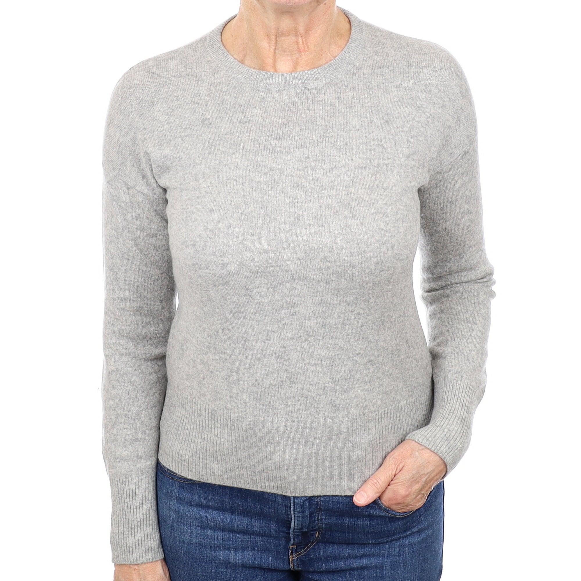 Slate Grey Cashmere Crew Neck Jumper Medium