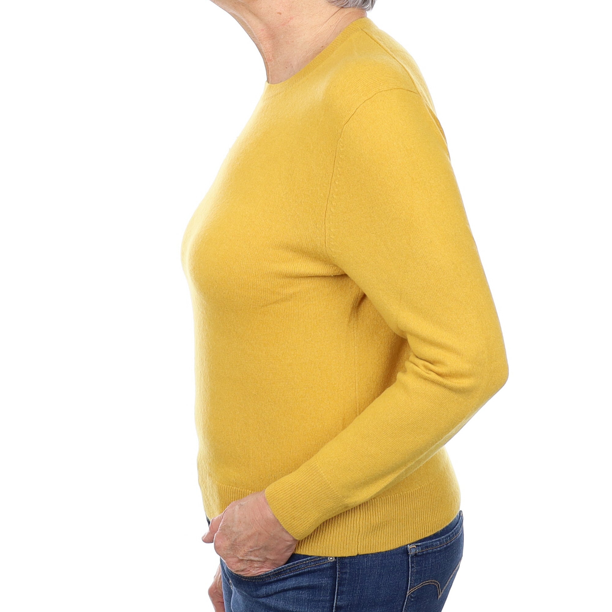 Mustard Yellow Cashmere Crew Neck Jumper Medium