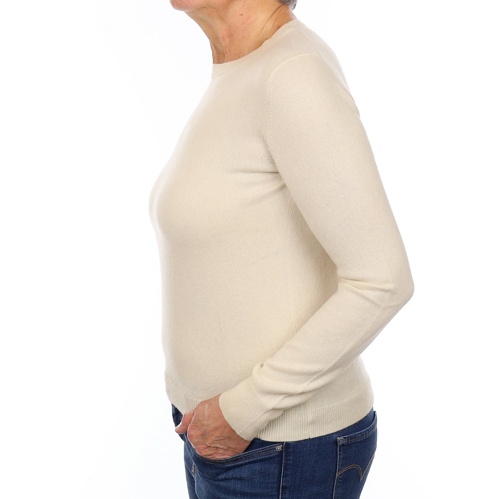 Vanilla Cream Cashmere Crew Neck Jumper Medium