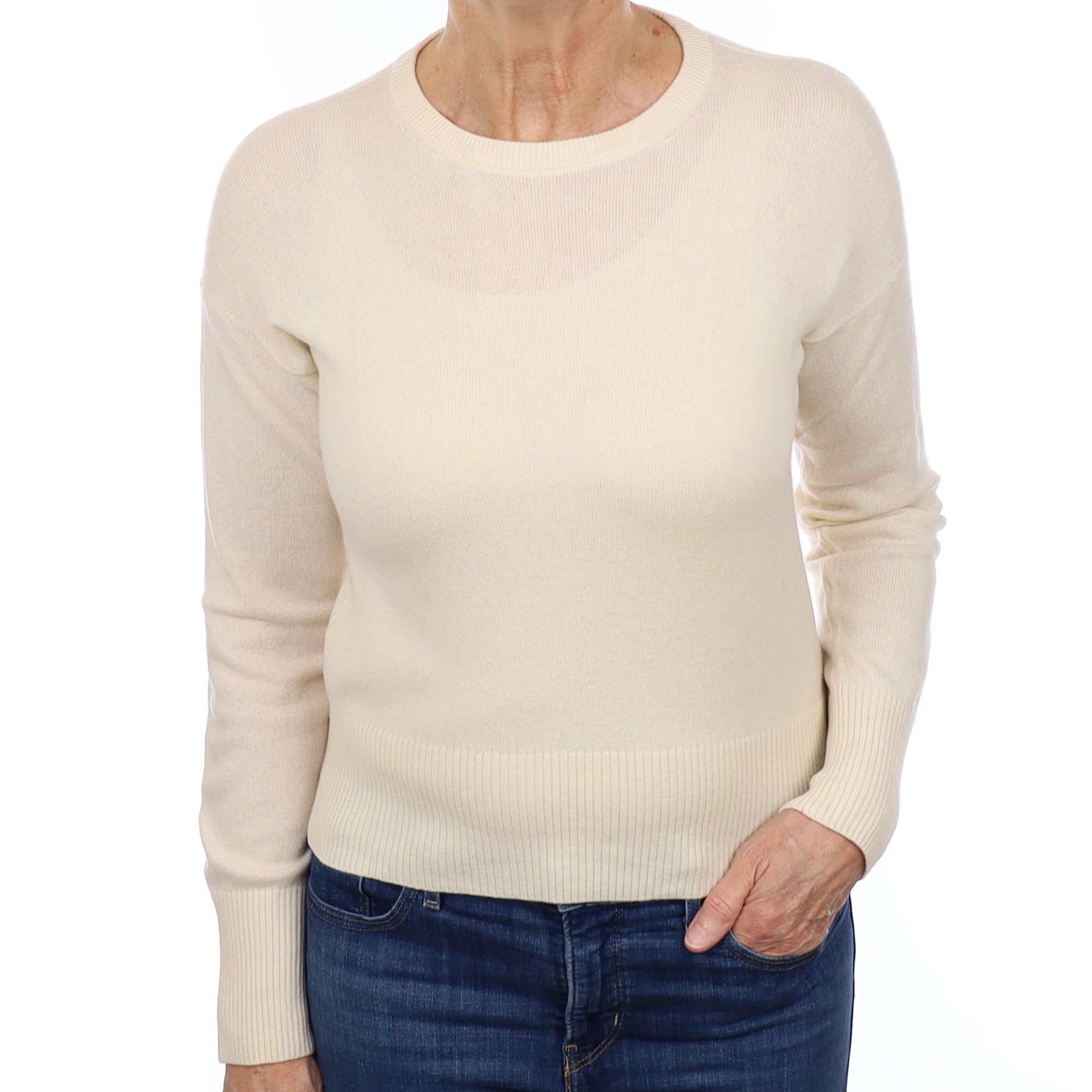 Vanilla Cream Cashmere Crew Neck Jumper Medium
