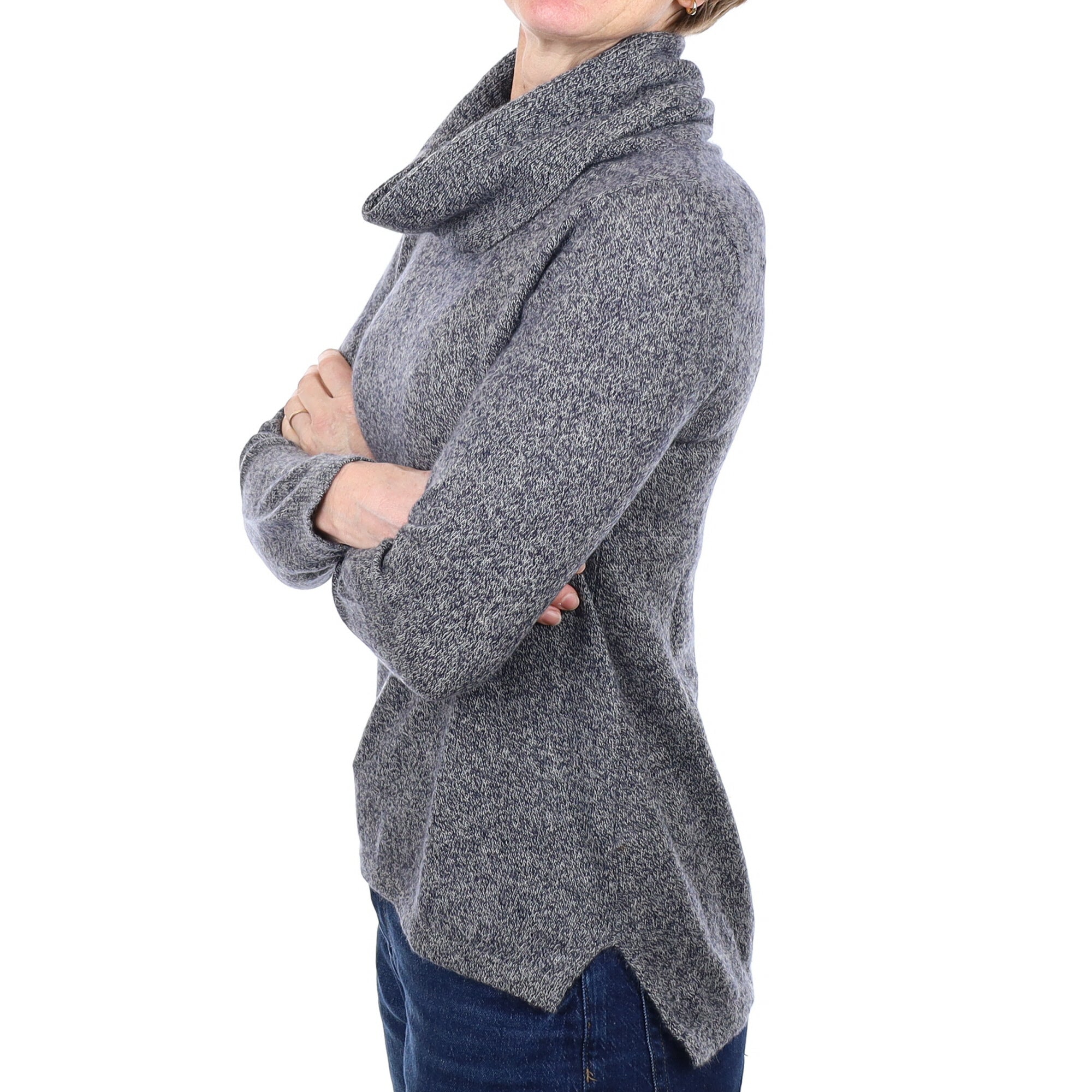 Charcoal Grey Cashmere Cowl Neck Jumper Small